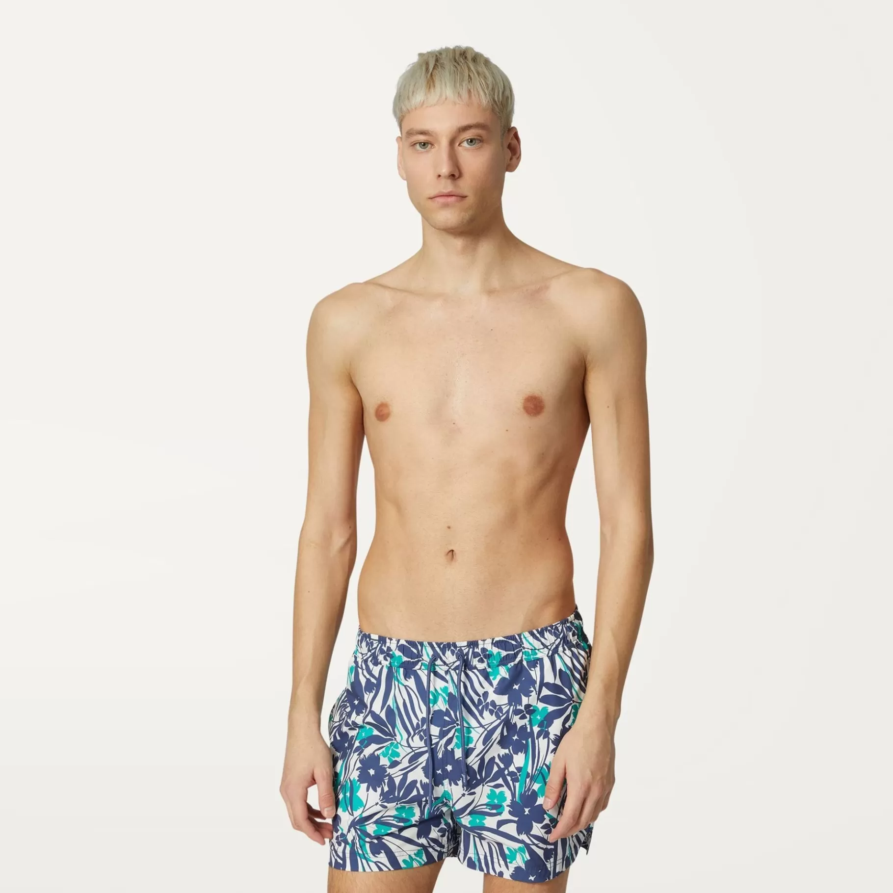 Swimwear*K-WAY Airy Graphic - Bathing Suits - Swimming Trunk - Man - Flowers White Indigo
