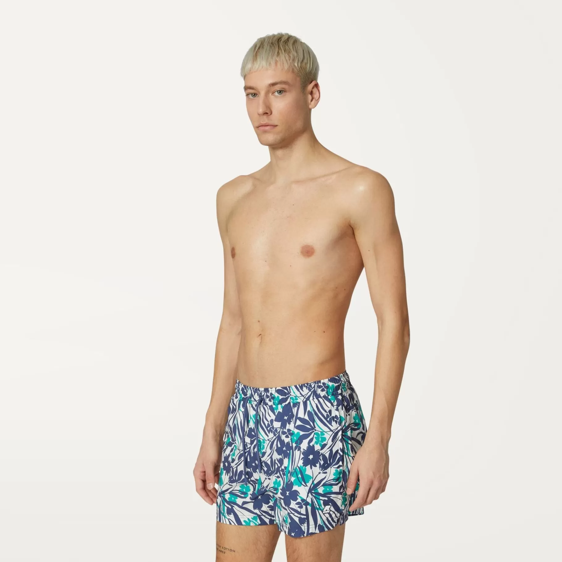 Swimwear*K-WAY Airy Graphic - Bathing Suits - Swimming Trunk - Man - Flowers White Indigo