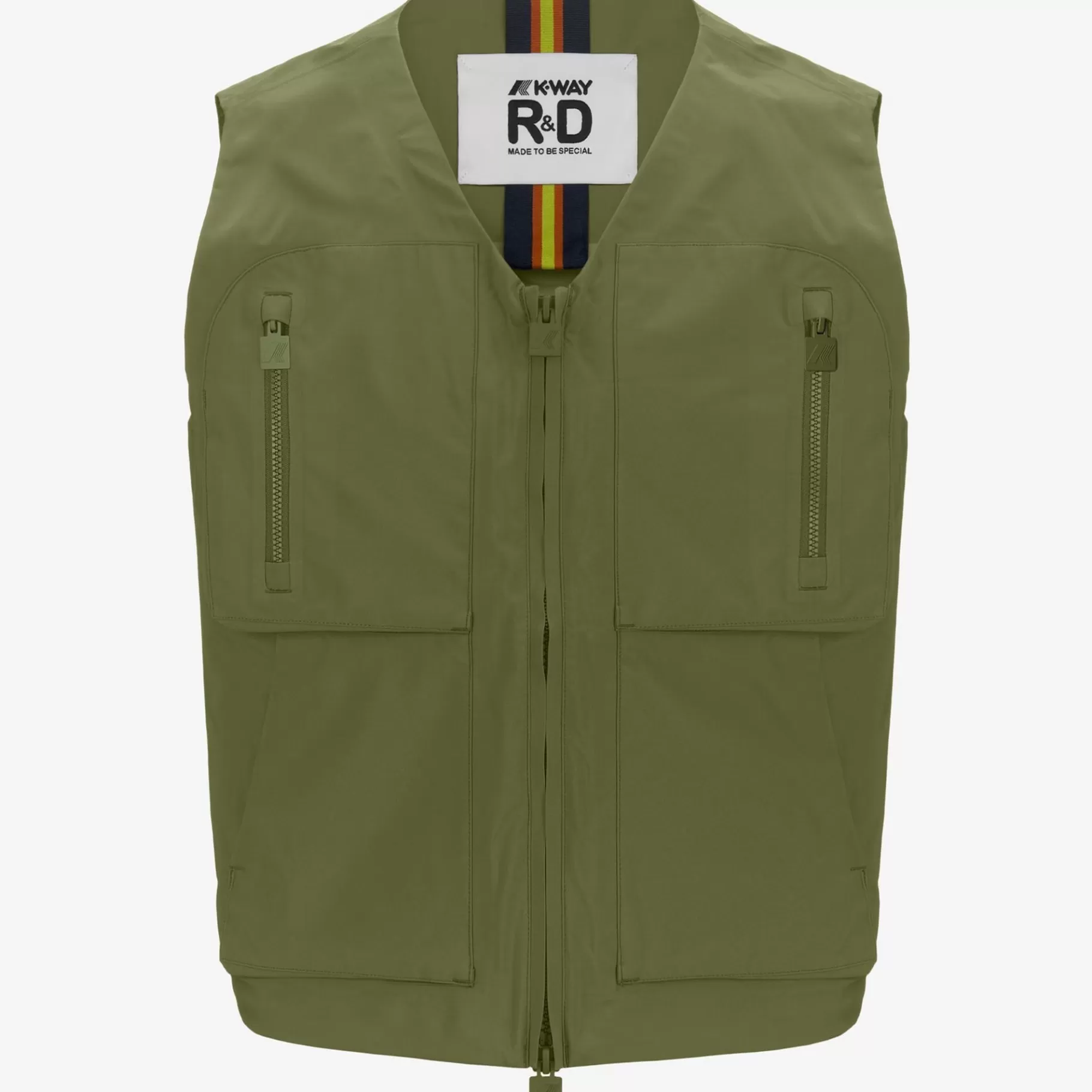 Vests*K-WAY Barnel Pockets Bonded Jersey - Jackets - Vest - Man - Green Sphagnum-Grey