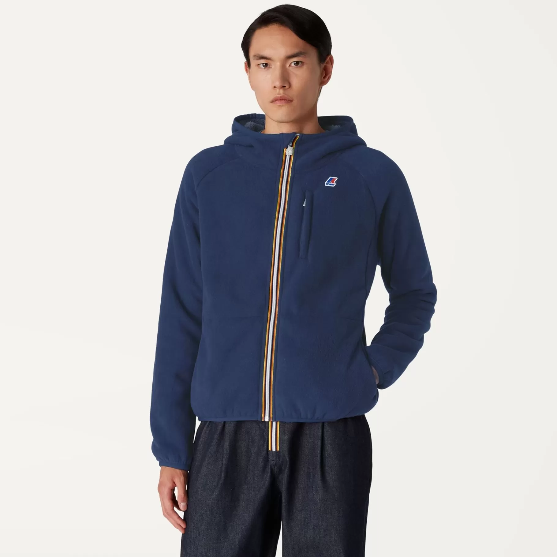 Hoodies And Sweaters*K-WAY Beau St Fur Bonded - Fleece - Jacket - Unisex - Blue Depth-Grey Smk