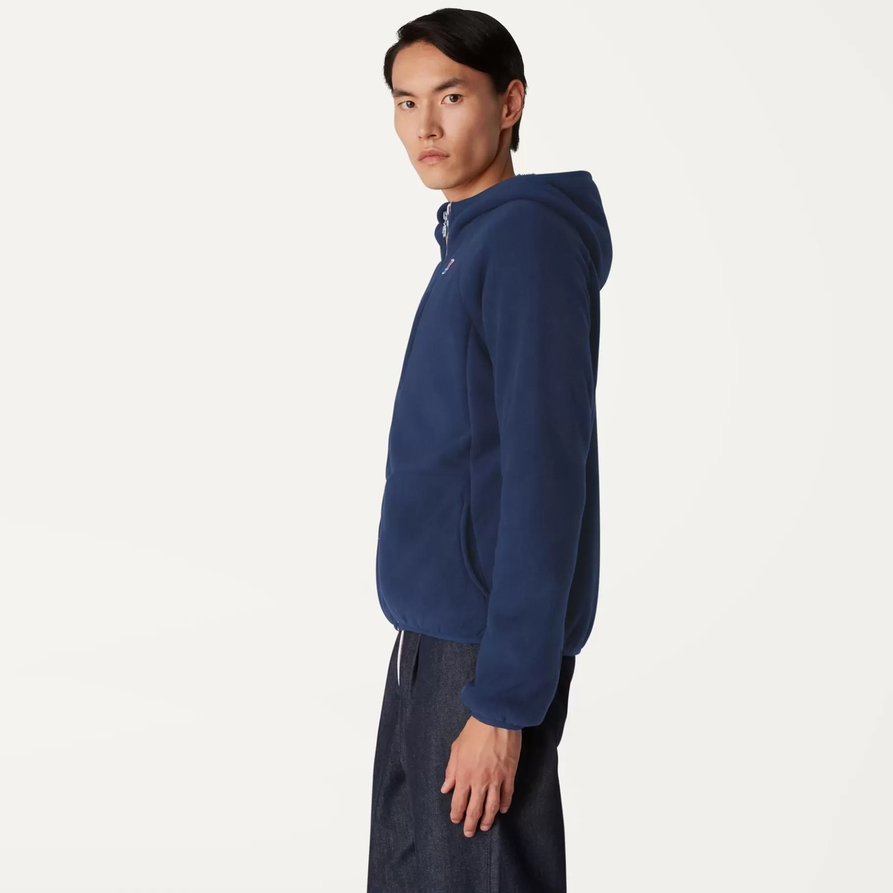 Hoodies And Sweaters*K-WAY Beau St Fur Bonded - Fleece - Jacket - Unisex - Blue Depth-Grey Smk