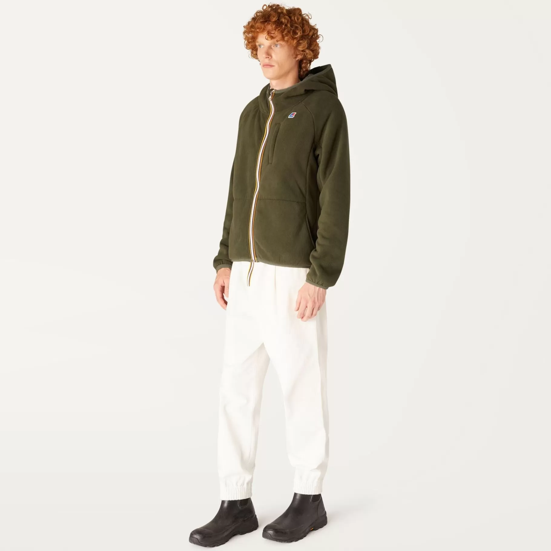 Hoodies And Sweaters*K-WAY Beau St Fur Bonded - Fleece - Jacket - Unisex - Green Blackish- Grey Smk