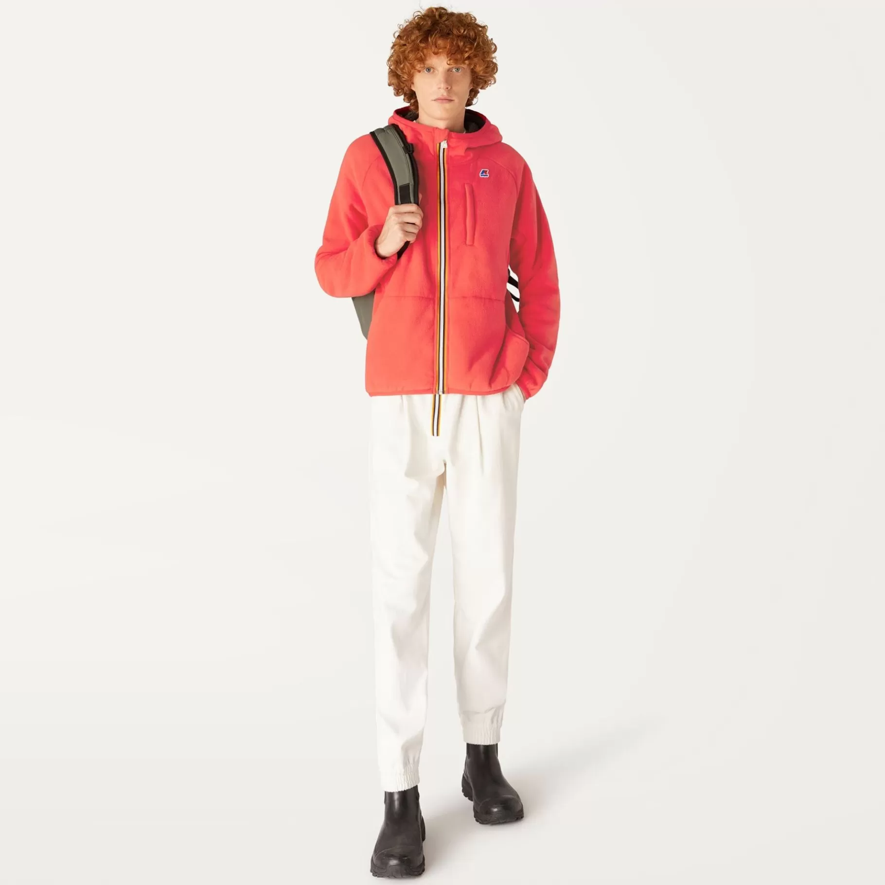 Hoodies And Sweaters*K-WAY Beau St Fur Bonded - Fleece - Jacket - Unisex - Red- Grey Smk