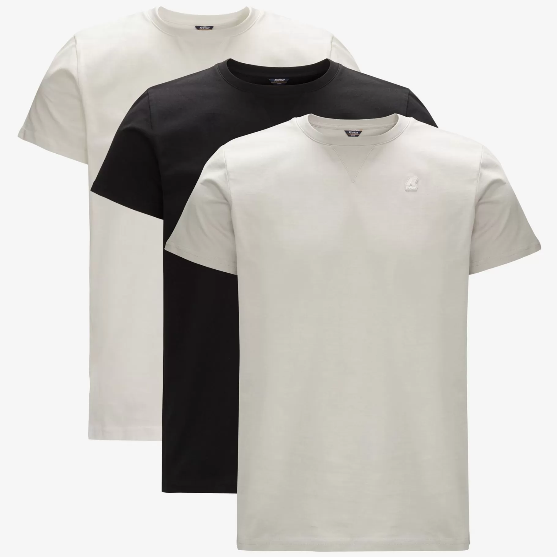 T-Shirt*K-WAY Edwing Round Sleeves Three Pack - T-Shirtstop - T-Shirt - Man - White Milk-Grey Mid-Black Pure