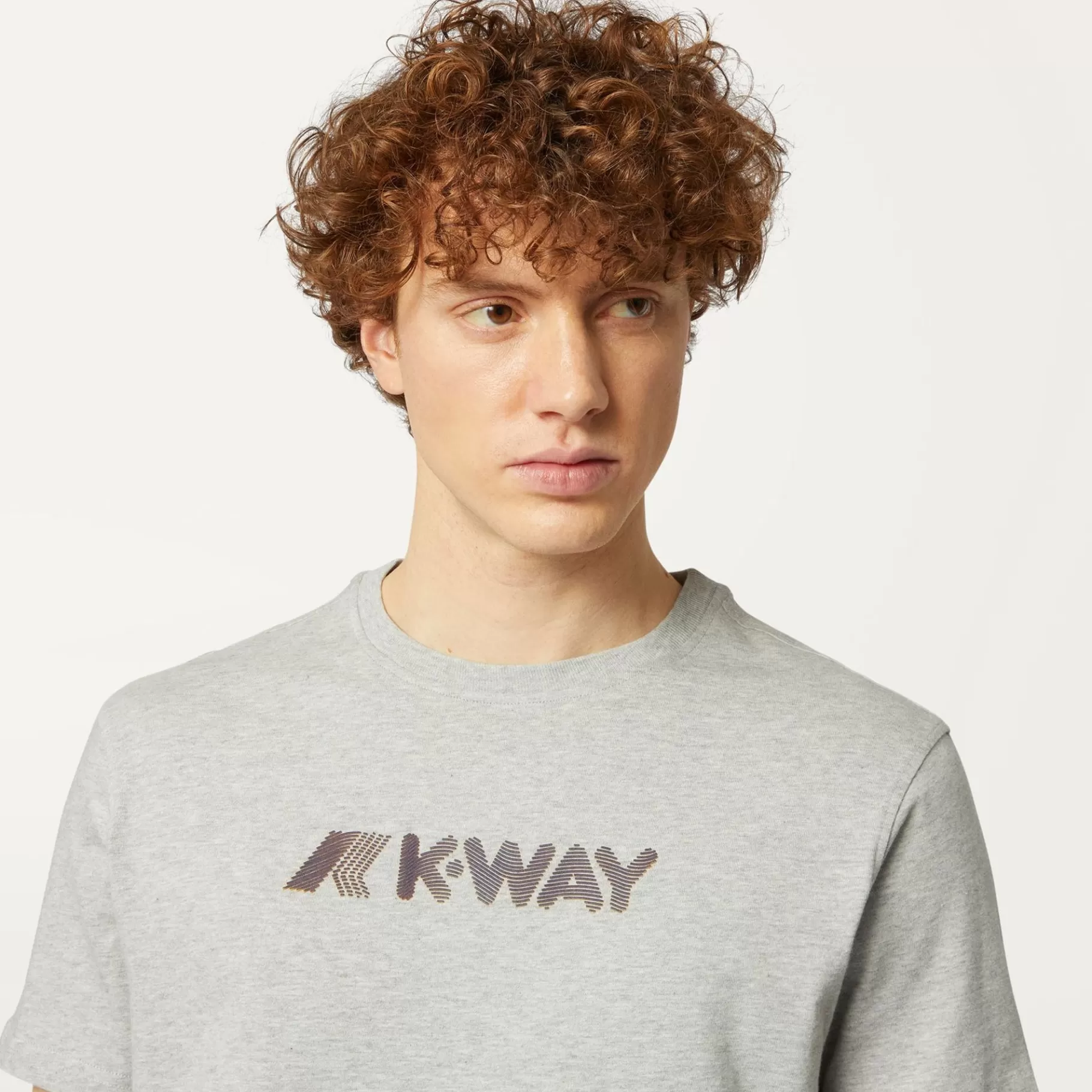 T-Shirt*K-WAY Elliot 3D Stripes Logo - T-Shirtstop - T-Shirt - Man - Grey Mel