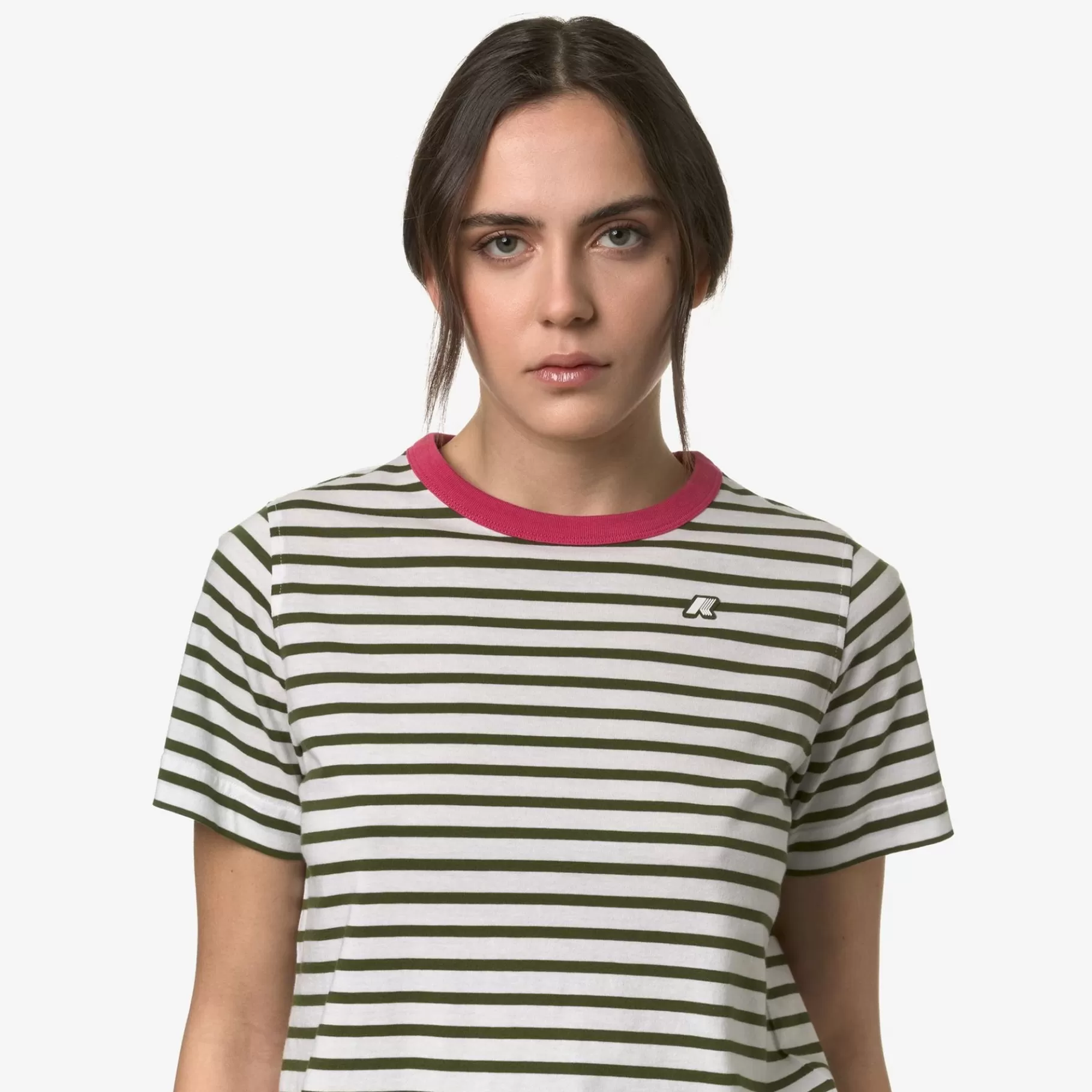 T-Shirt*K-WAY Emeli Stripes - T-Shirtstop - T-Shirt - Woman - White-Green-Pink