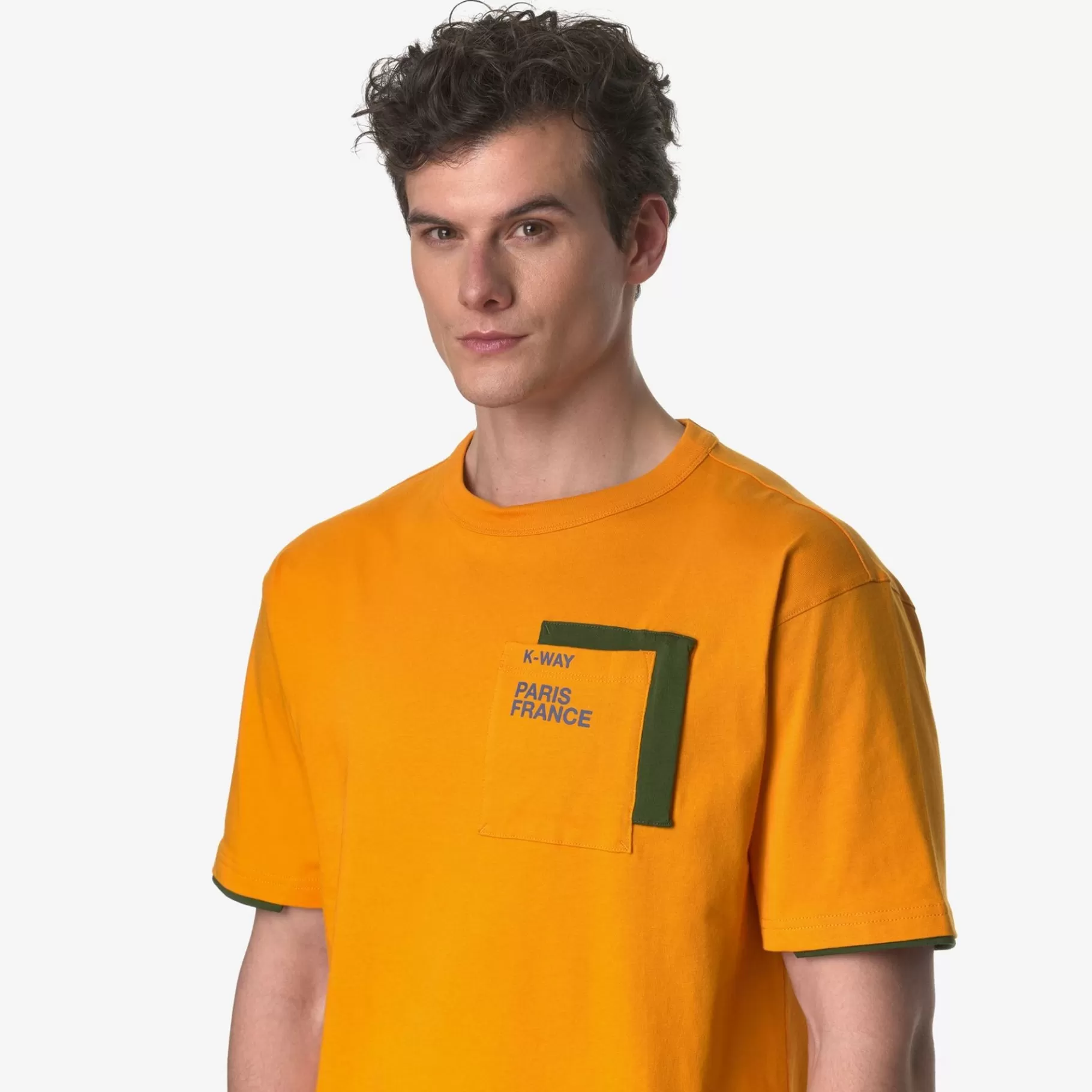 T-Shirt*K-WAY Fantome Contrast Pockets - T-Shirtstop - T-Shirt - Man - Orange Md-Green Cypress-Blue Fiord
