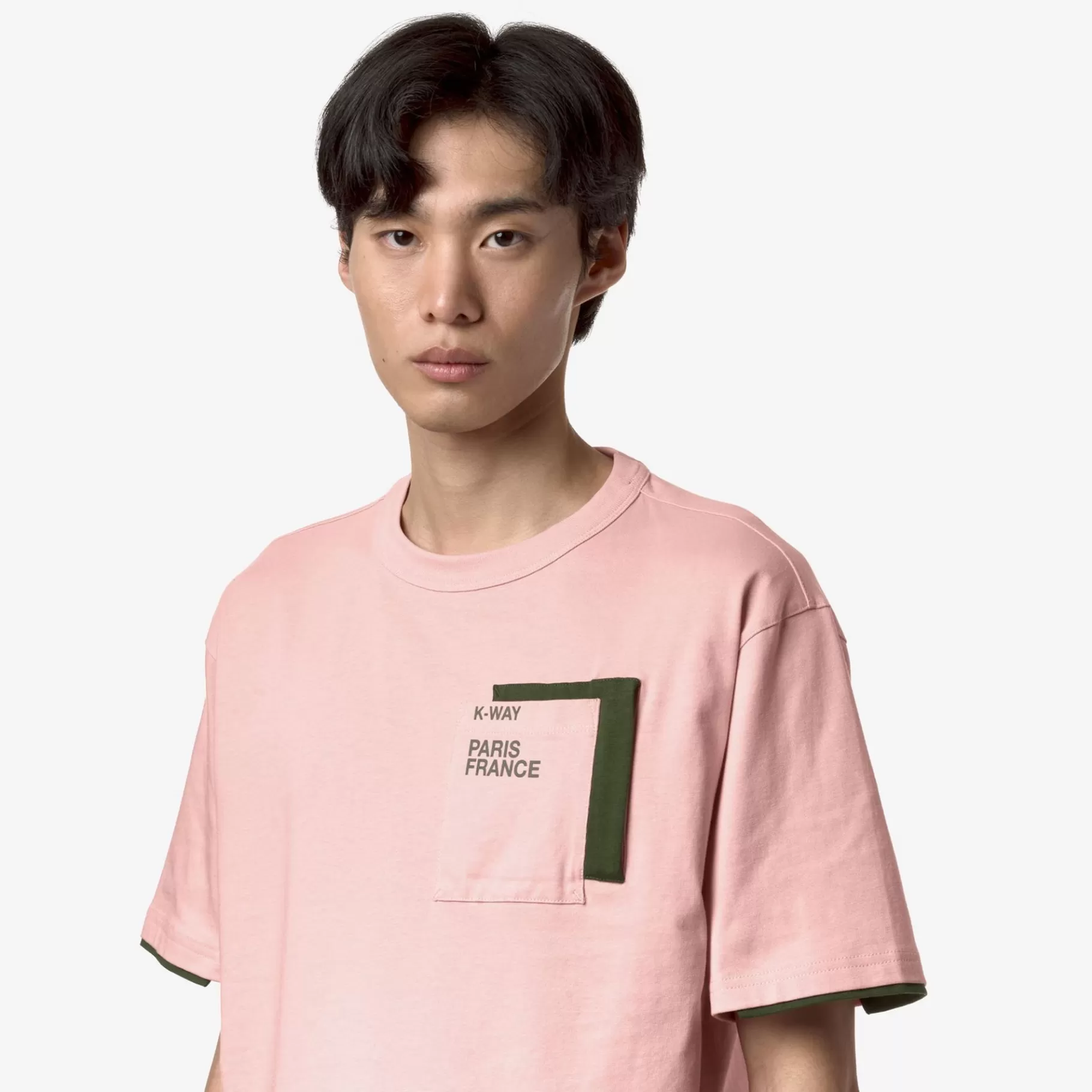 T-Shirt*K-WAY Fantome Contrast Pockets - T-Shirtstop - T-Shirt - Man - Pink Ash-Green Cypress