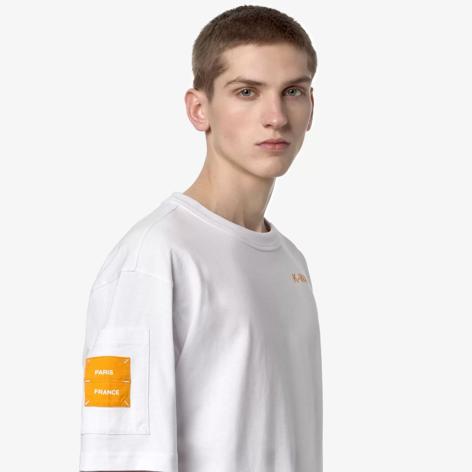 T-Shirt*K-WAY Fantome Sleeve Pocket - T-Shirtstop - T-Shirt - Man - White-Orange Md