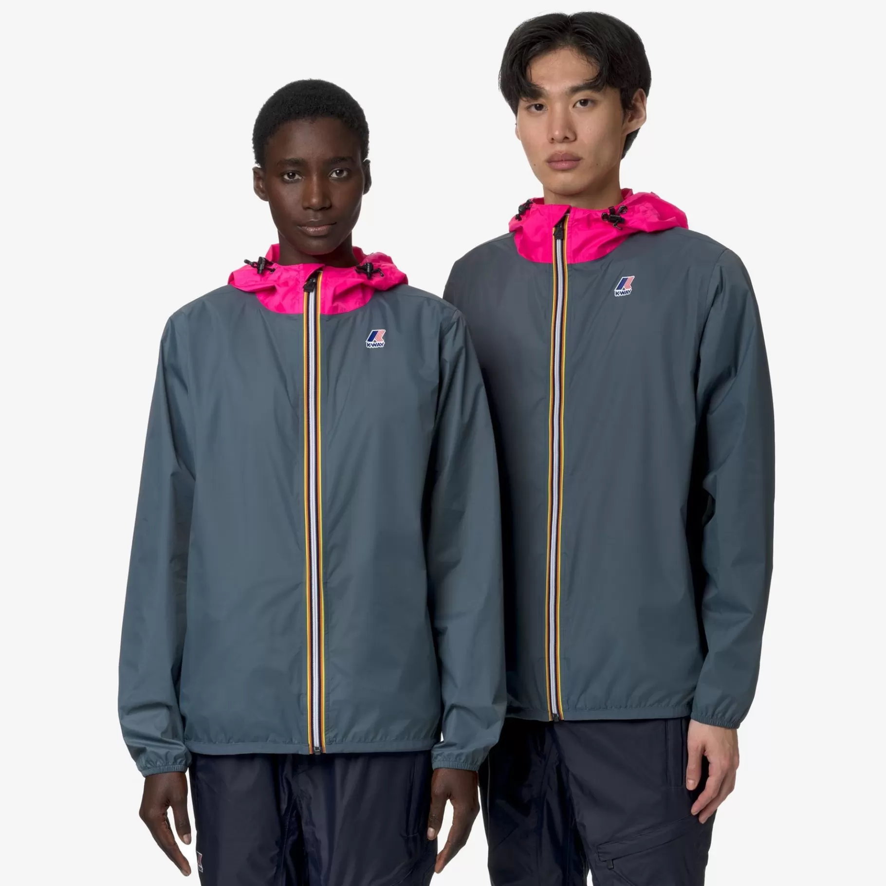 Coats And Long Jackets*K-WAY Le Vrai 3.0 Claude - Jackets - Mid - Unisex - Grey Everest-Pink Intense