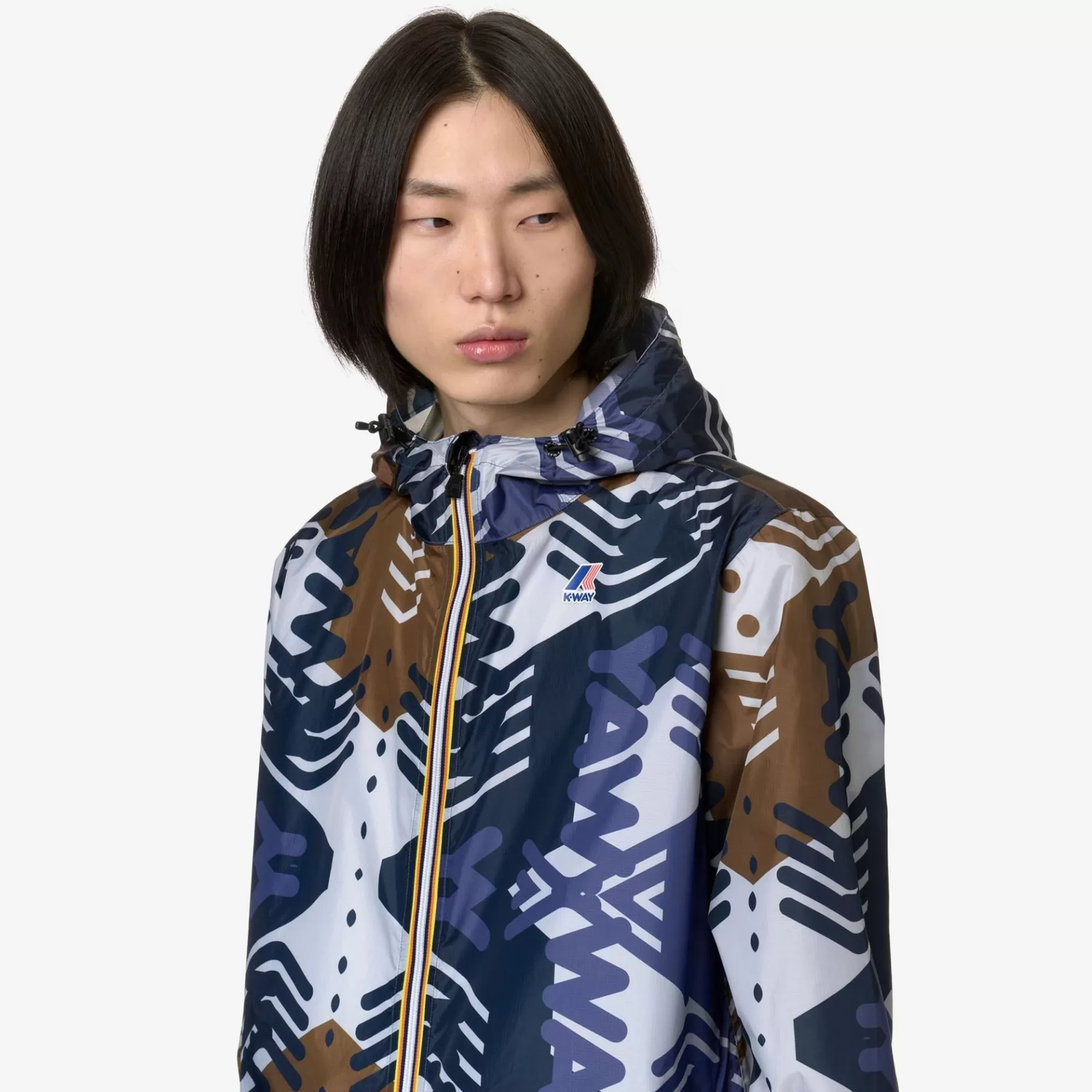 Coats And Long Jackets*K-WAY Le Vrai 3.0 Claude Graphic - Jackets - Mid - Unisex - Logo Pattern Grey-Blu-Indigo-Corda