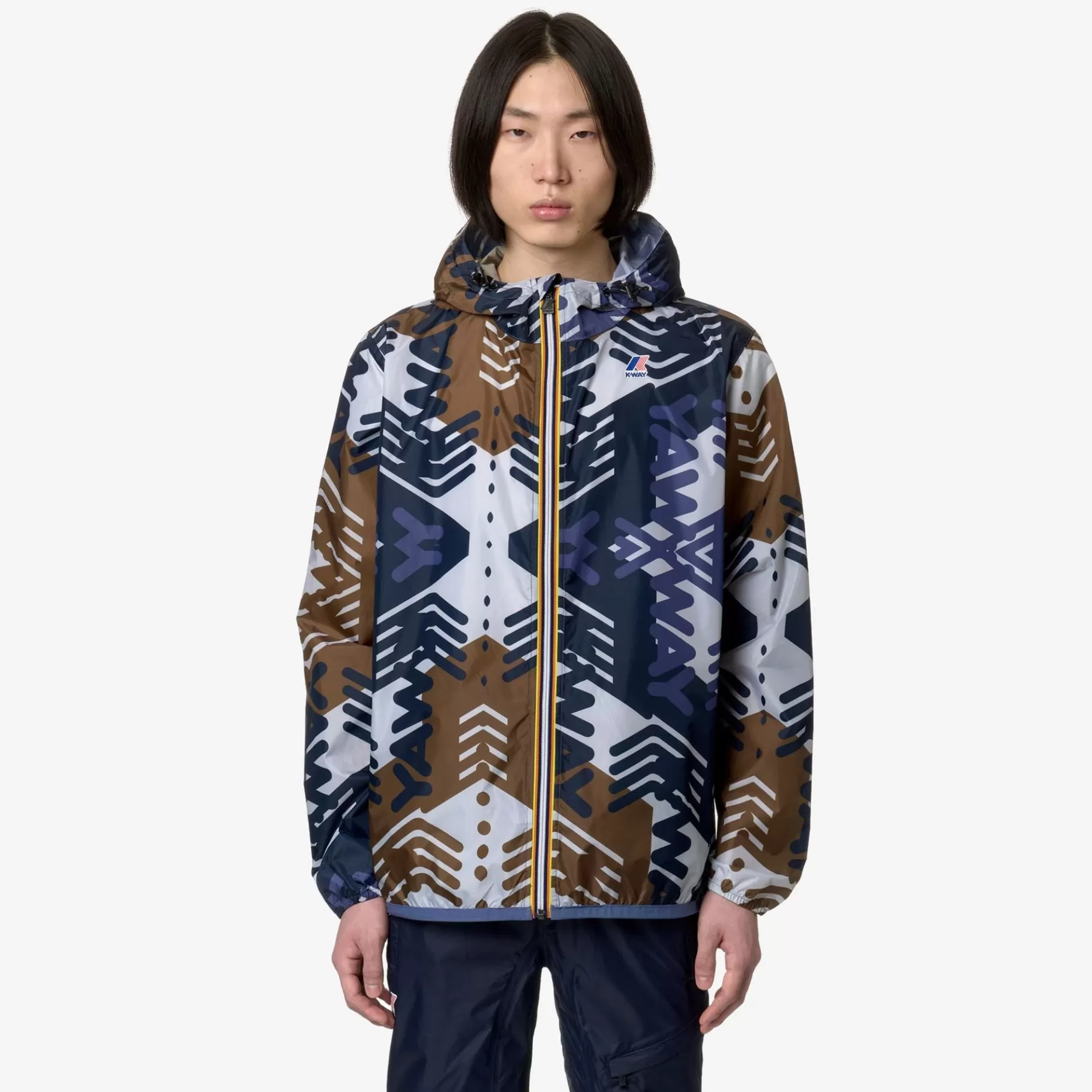 Coats And Long Jackets*K-WAY Le Vrai 3.0 Claude Graphic - Jackets - Mid - Unisex - Logo Pattern Grey-Blu-Indigo-Corda