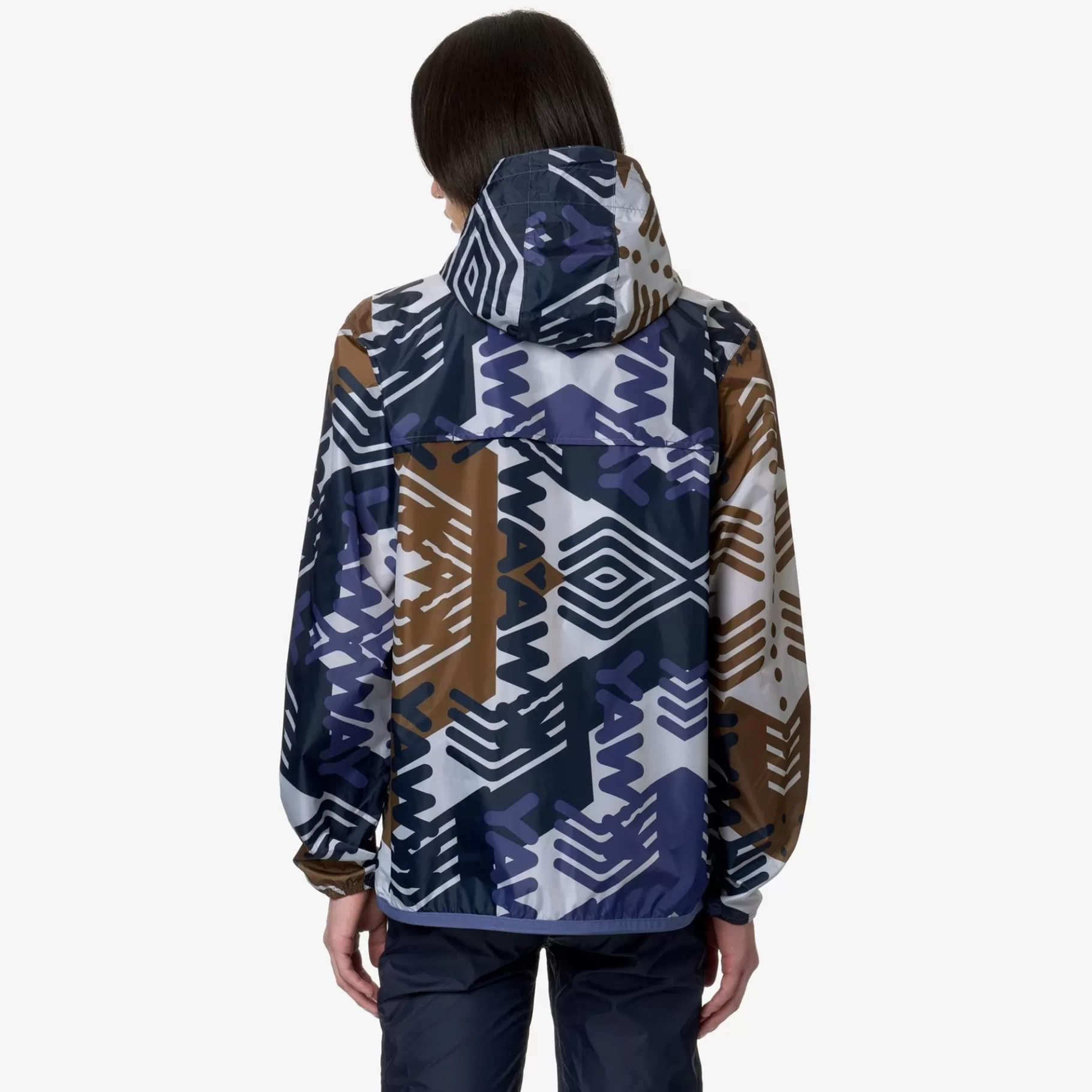 Coats And Long Jackets*K-WAY Le Vrai 3.0 Claude Graphic - Jackets - Mid - Unisex - Logo Pattern Grey-Blu-Indigo-Corda