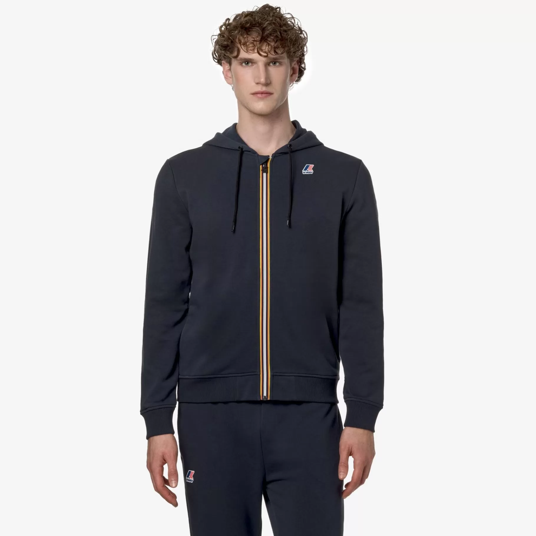 Hoodies And Sweaters*K-WAY Le Vrai Arnel Poly Cotton - Fleece - Jacket - Unisex - Blue Depth