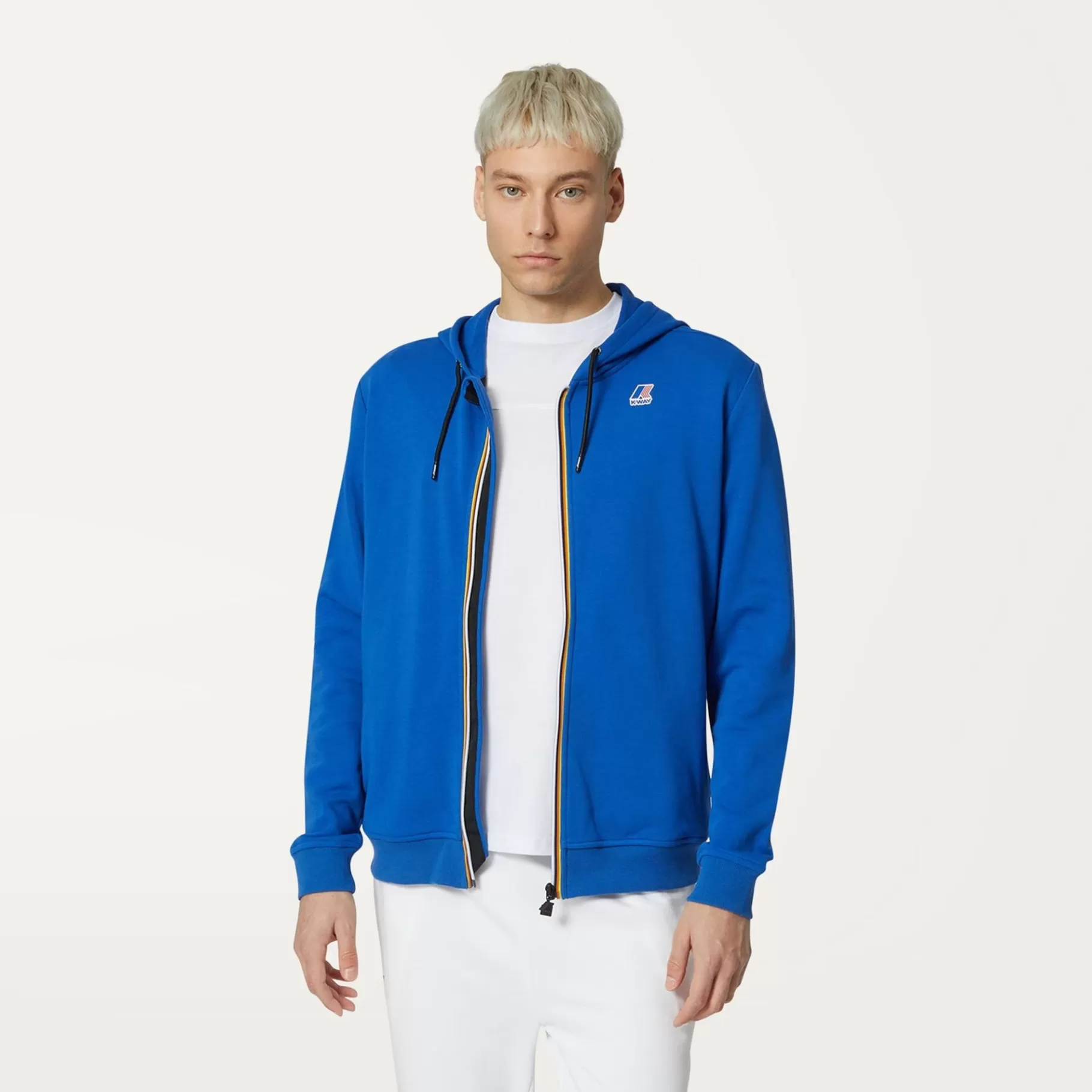 Hoodies And Sweaters*K-WAY Le Vrai Arnel Poly Cotton - Fleece - Jacket - Unisex - Blue Royal Marine