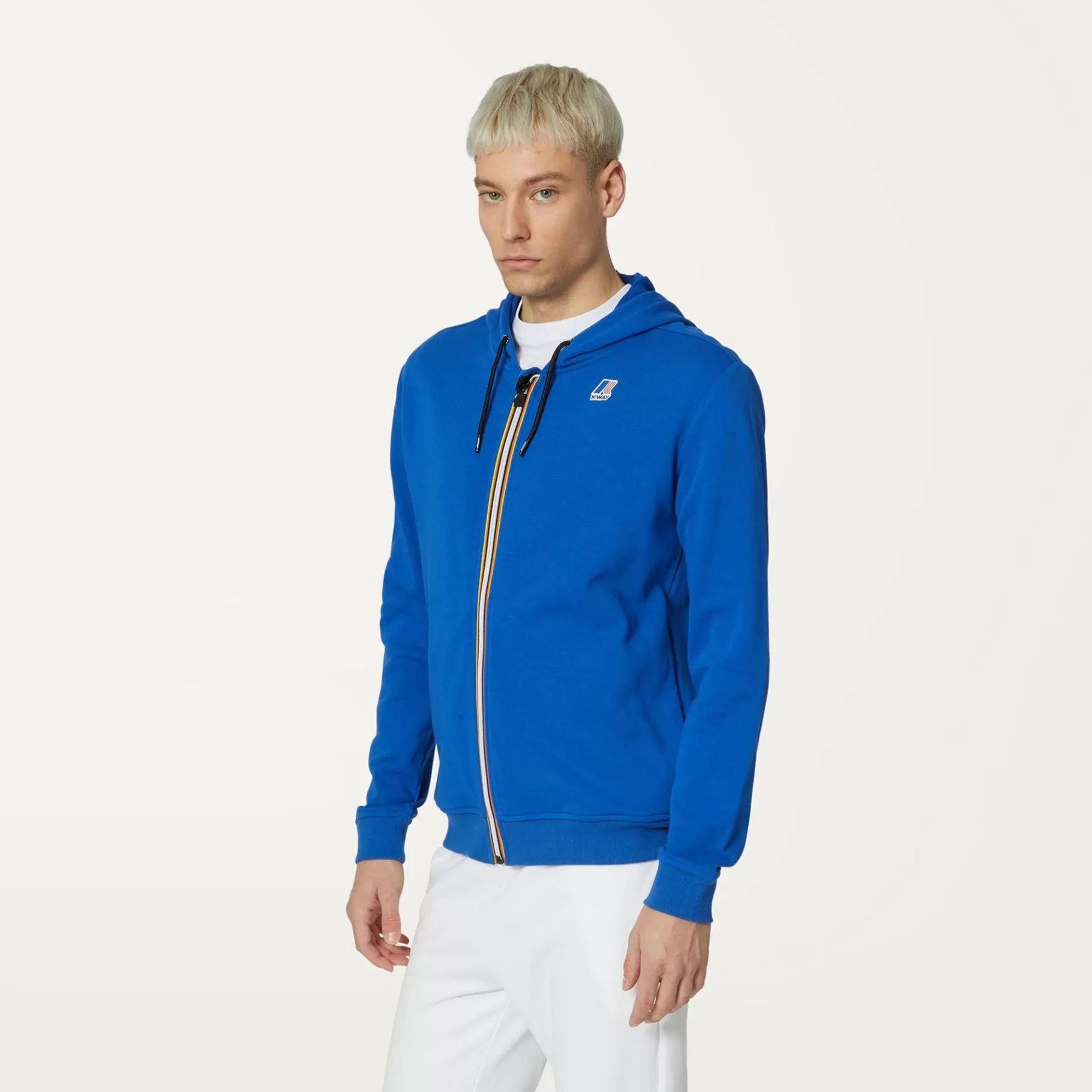 Hoodies And Sweaters*K-WAY Le Vrai Arnel Poly Cotton - Fleece - Jacket - Unisex - Blue Royal Marine