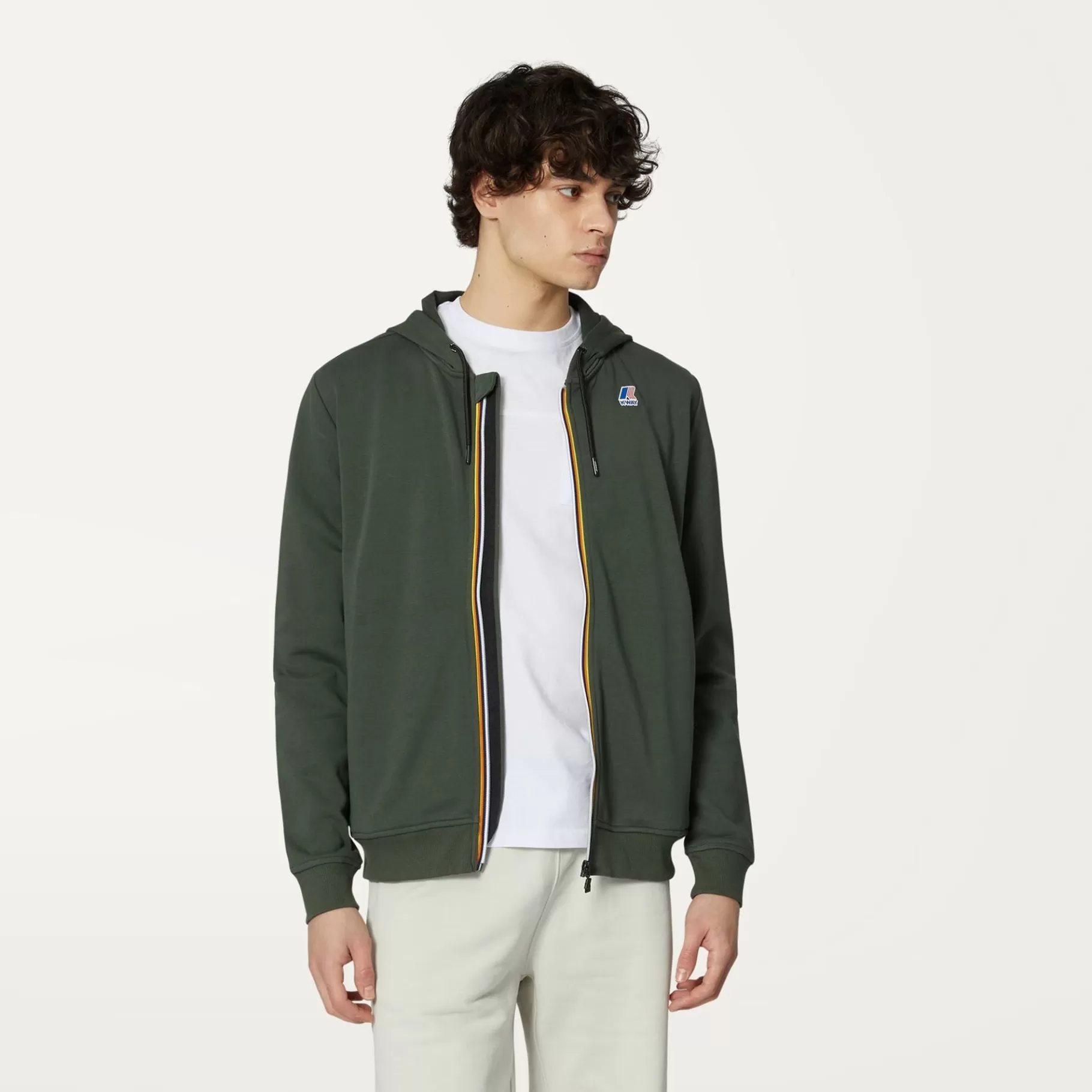 Hoodies And Sweaters*K-WAY Le Vrai Arnel Poly Cotton - Fleece - Jacket - Unisex - Green Blackish