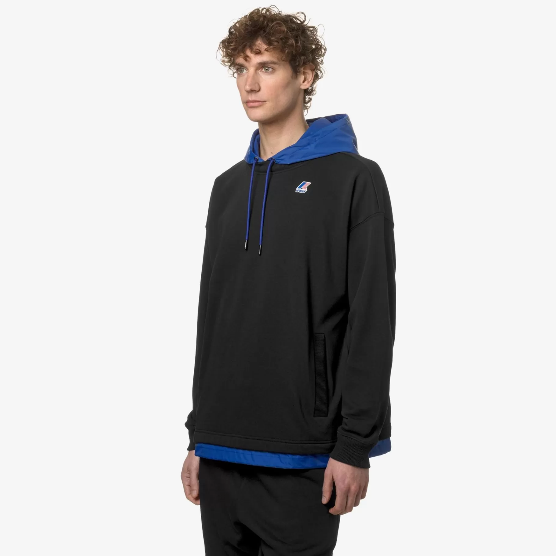 Hoodies And Sweaters*K-WAY Le Vrai Donatien Nylon Pc - Fleece - Jumper - Unisex - Black Pure-Blue Royal Marine