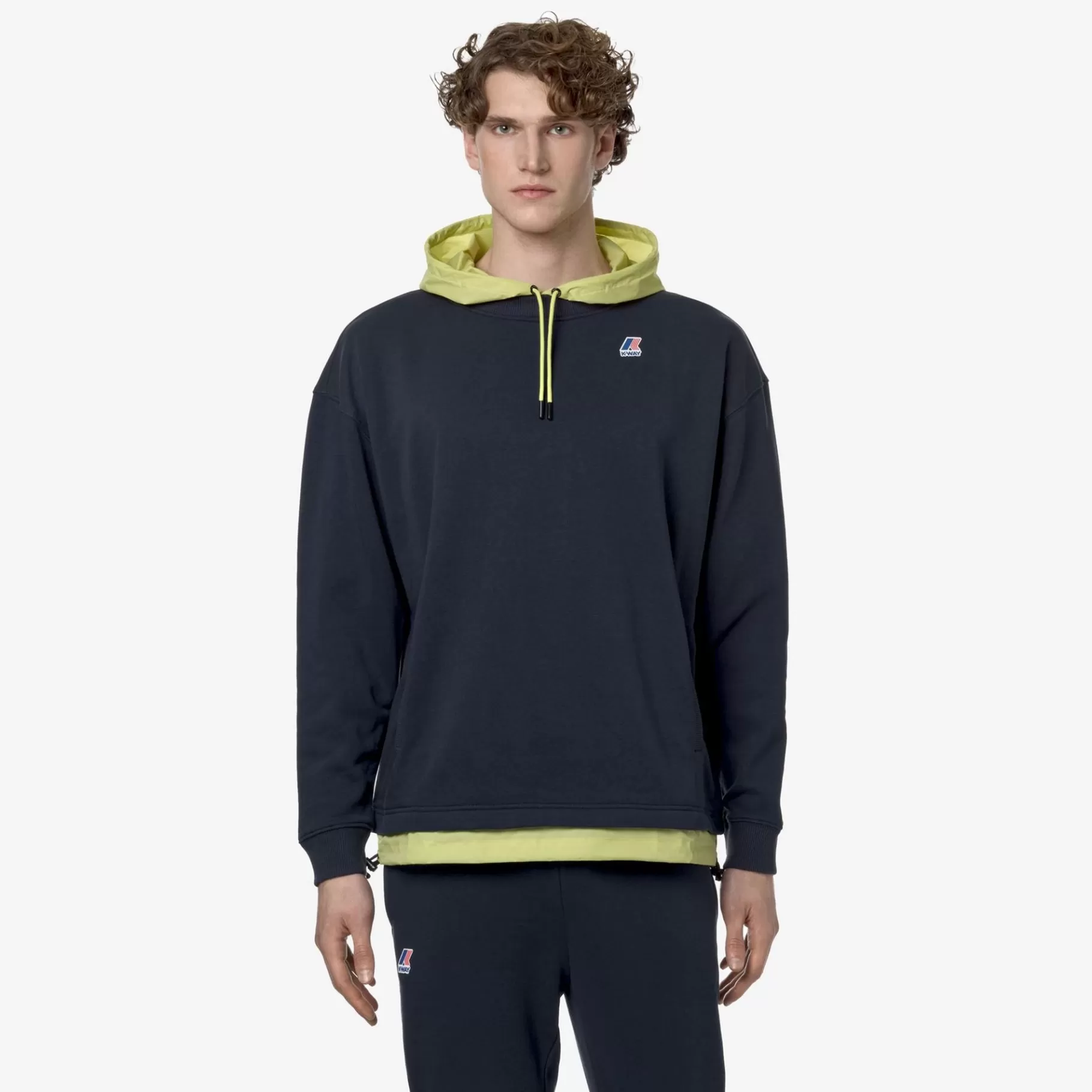 Hoodies And Sweaters*K-WAY Le Vrai Donatien Nylon Pc - Fleece - Jumper - Unisex - Blue Depth-Green Celery