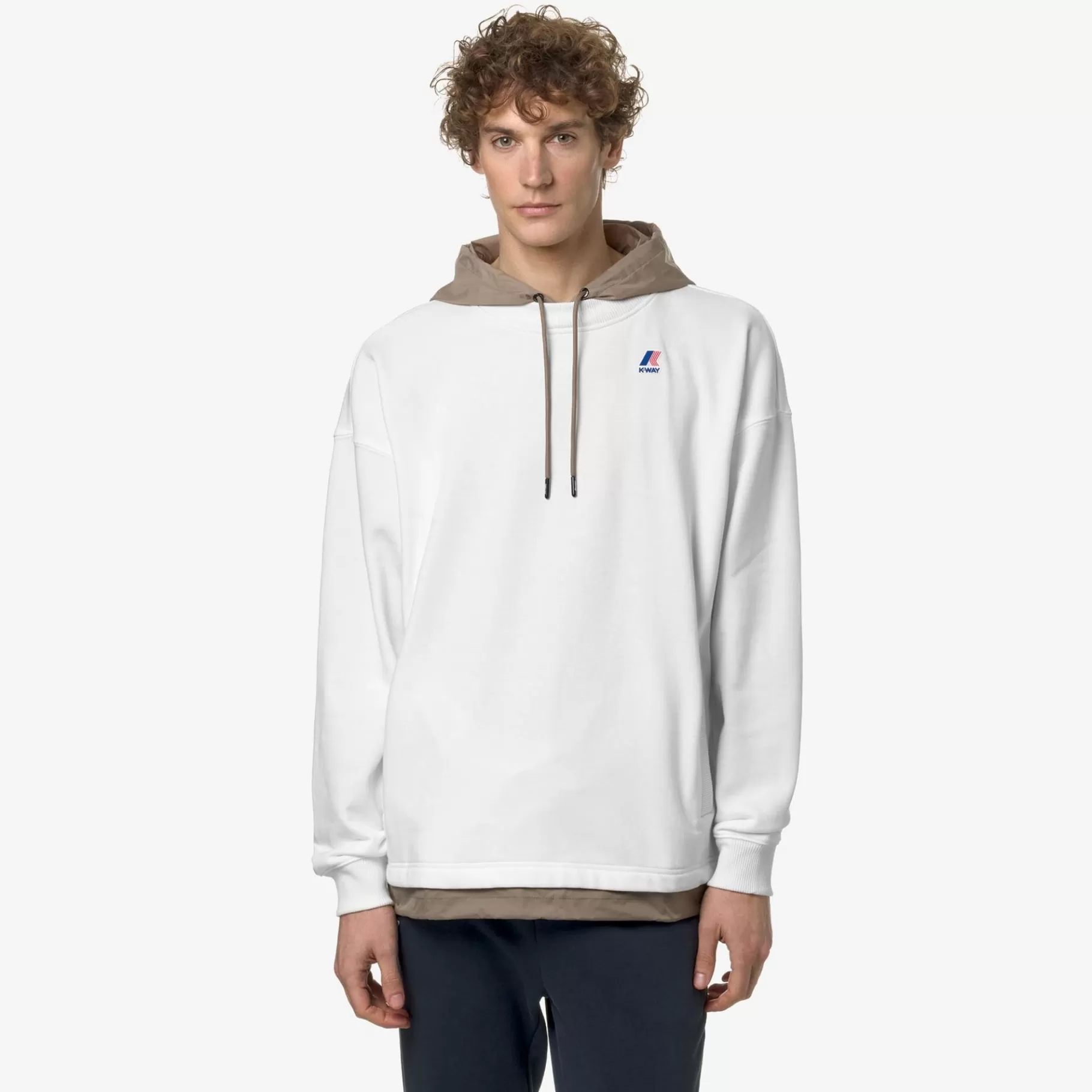 Hoodies And Sweaters*K-WAY Le Vrai Donatien Nylon Pc - Fleece - Jumper - Unisex - White-Beige Taupe