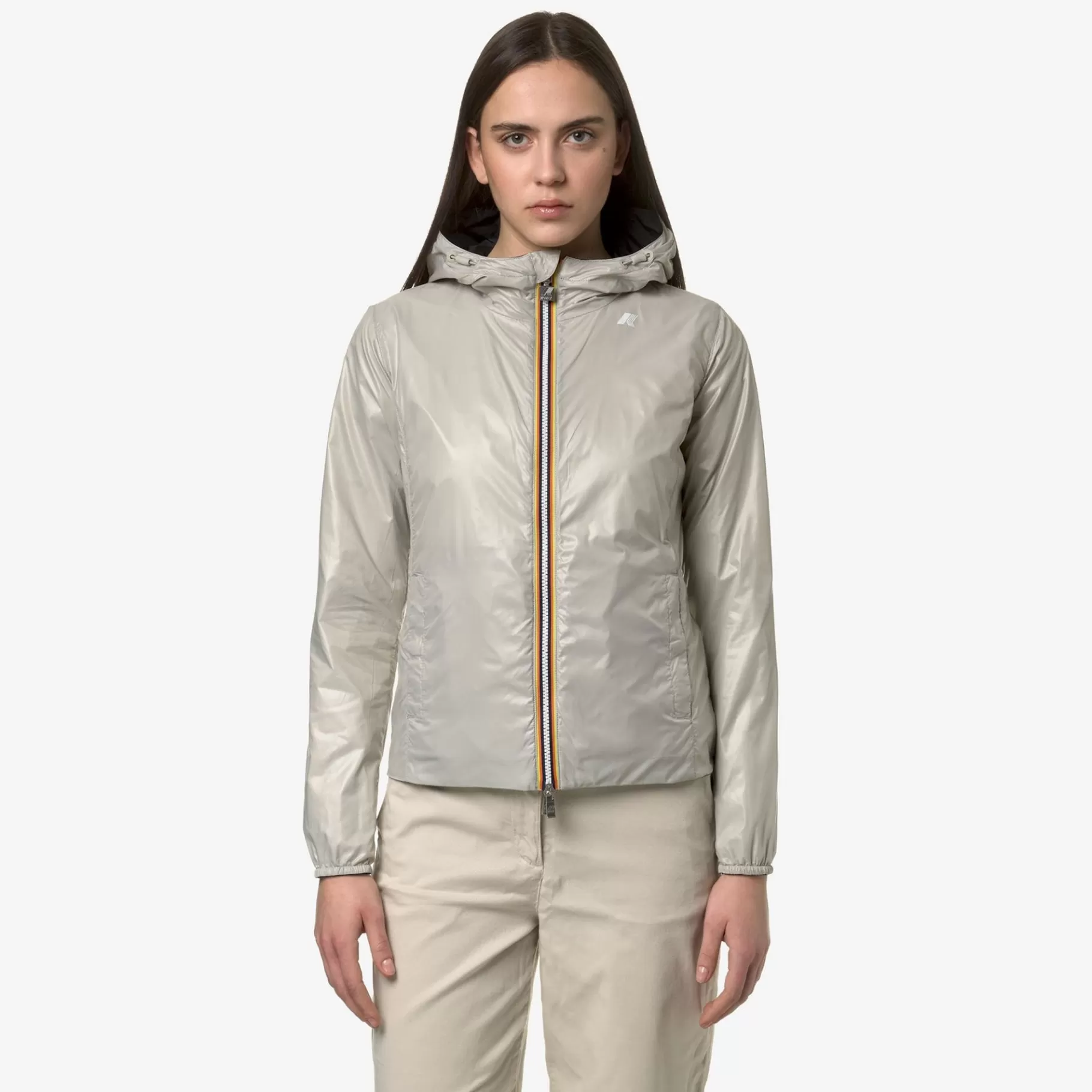 Short Jackets*K-WAY Lily Plus.2 Reversible - Jackets - Short - Woman - Black P-Beige Lt