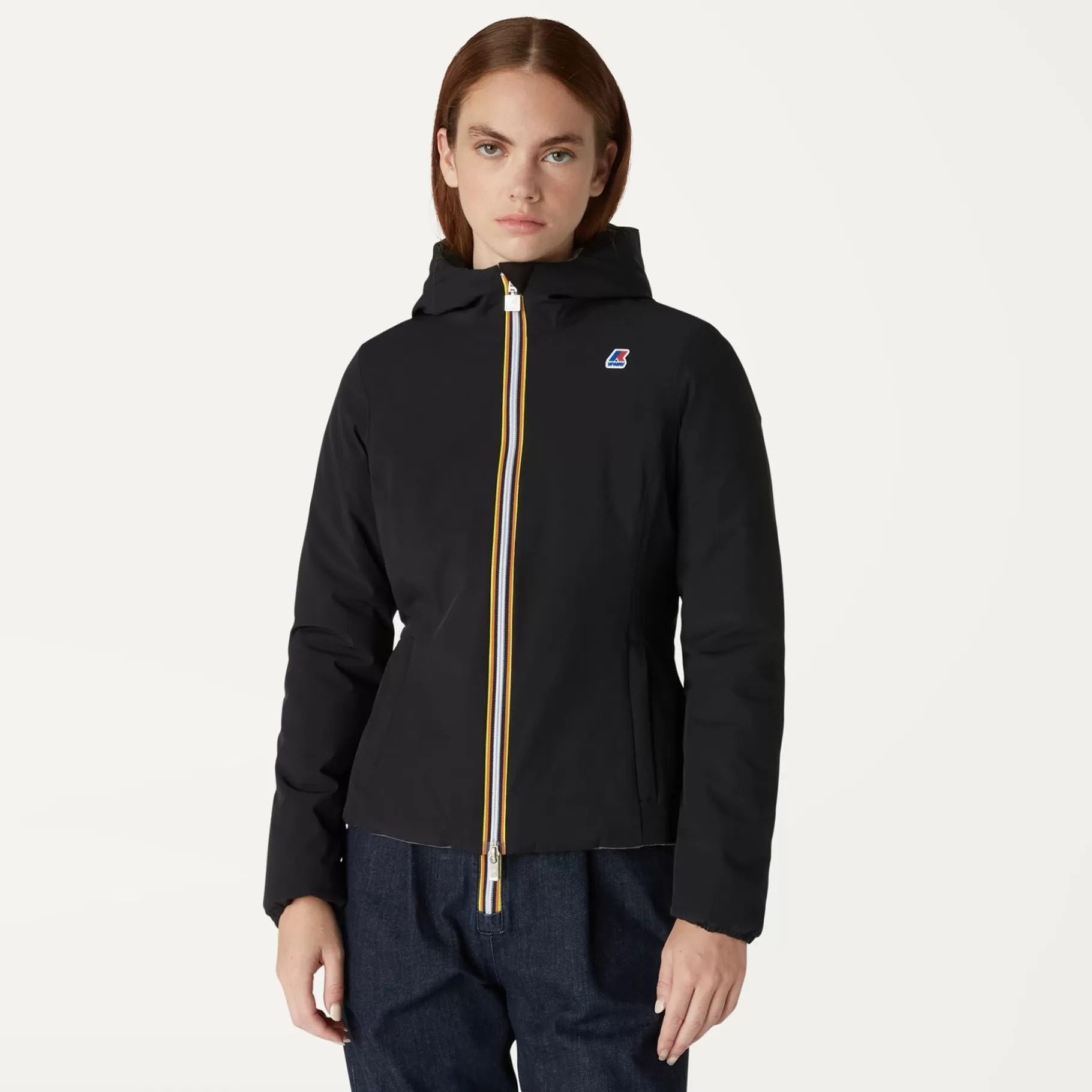 Short Jackets*K-WAY Lily Warm Reversible - Jackets - Short - Woman - Black Pure-Green Blackish