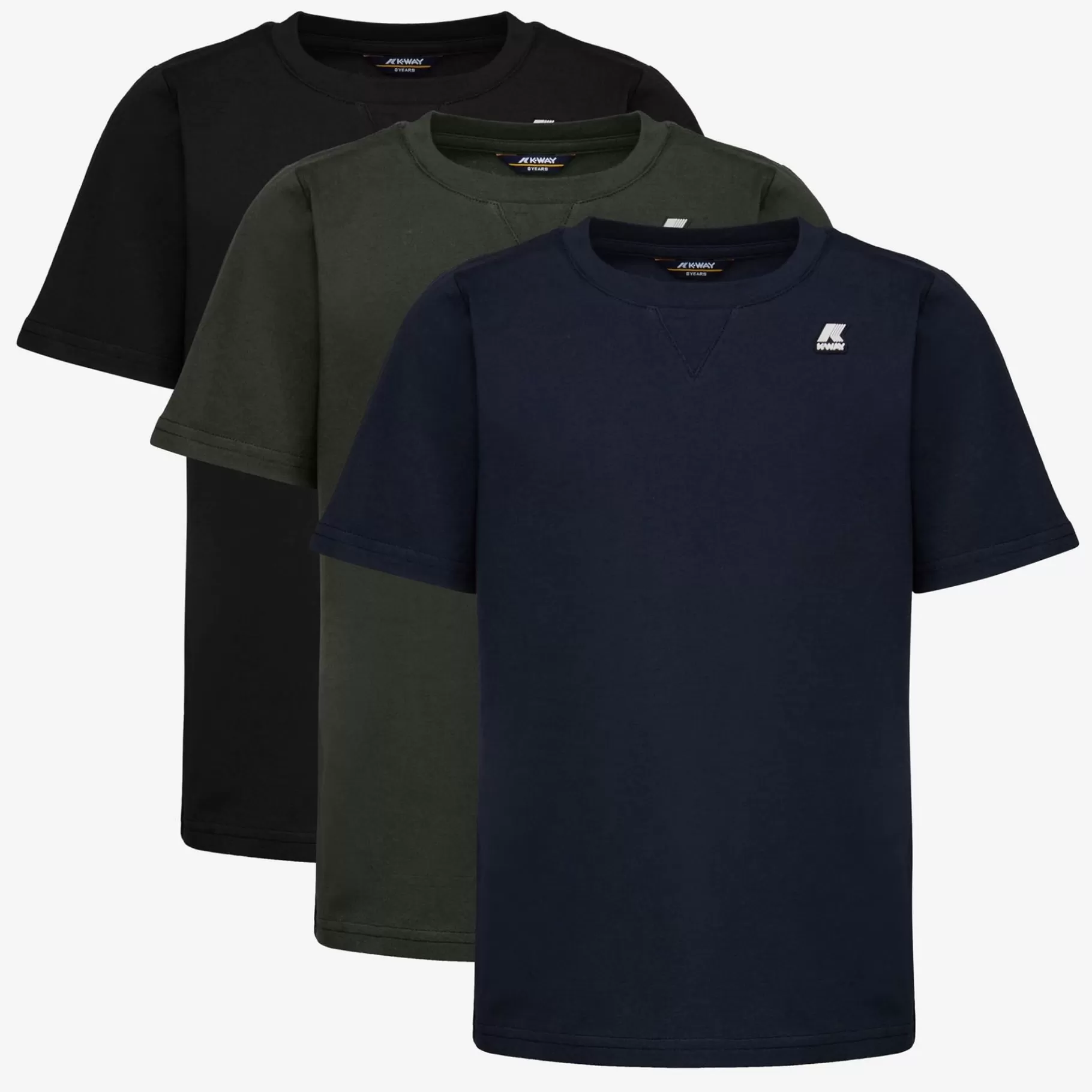 T-Shirt*K-WAY P. Edwing Round Sleeves Three Pack - T-Shirtstop - T-Shirt - Boy - Blue D-Green Bl-Black