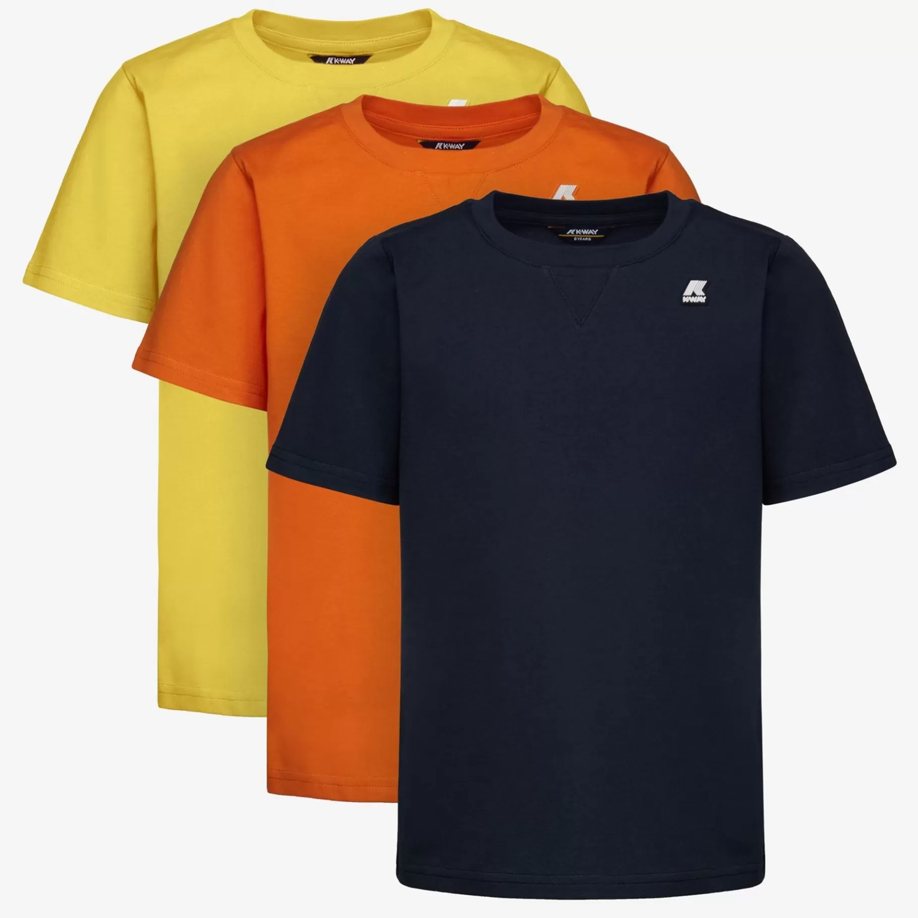 T-Shirt*K-WAY P. Edwing Round Sleeves Three Pack - T-Shirtstop - T-Shirt - Boy - Blue D-Orange-Yellow