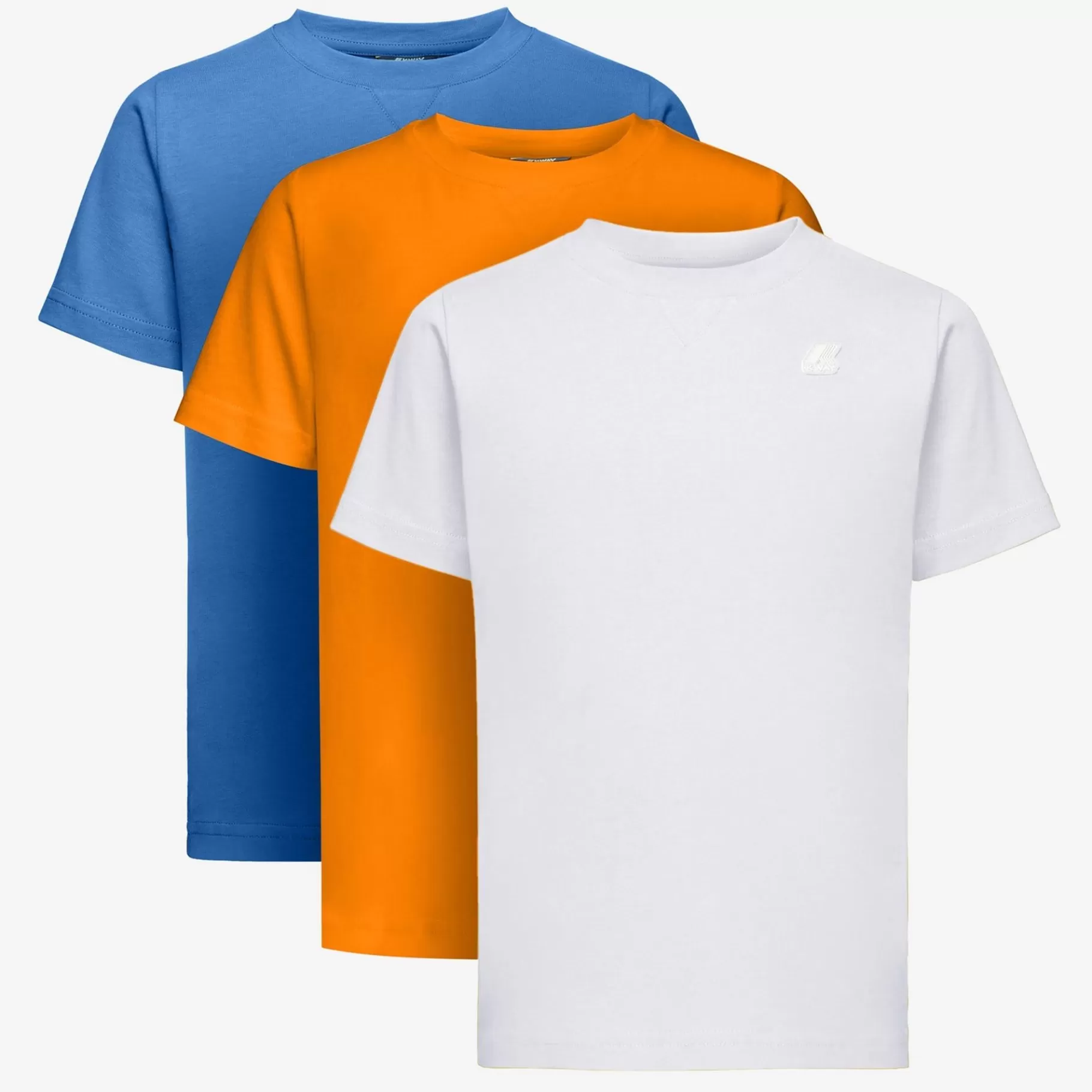 T-Shirt*K-WAY P. Edwing Round Sleeves Three Pack - T-Shirtstop - T-Shirt - Boy - White-Orange Russet-Blue Ultramarine