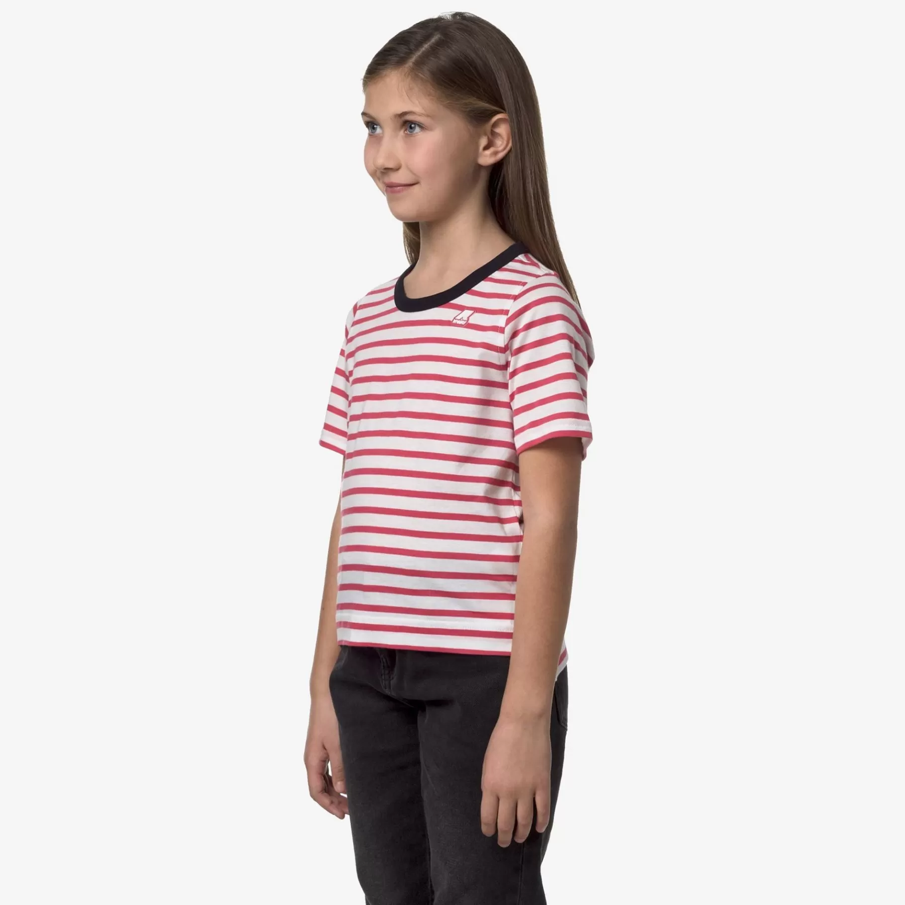 T-Shirt*K-WAY P. Emeli Stripes - T-Shirtstop - T-Shirt - Girl - White-Pink D-Blue