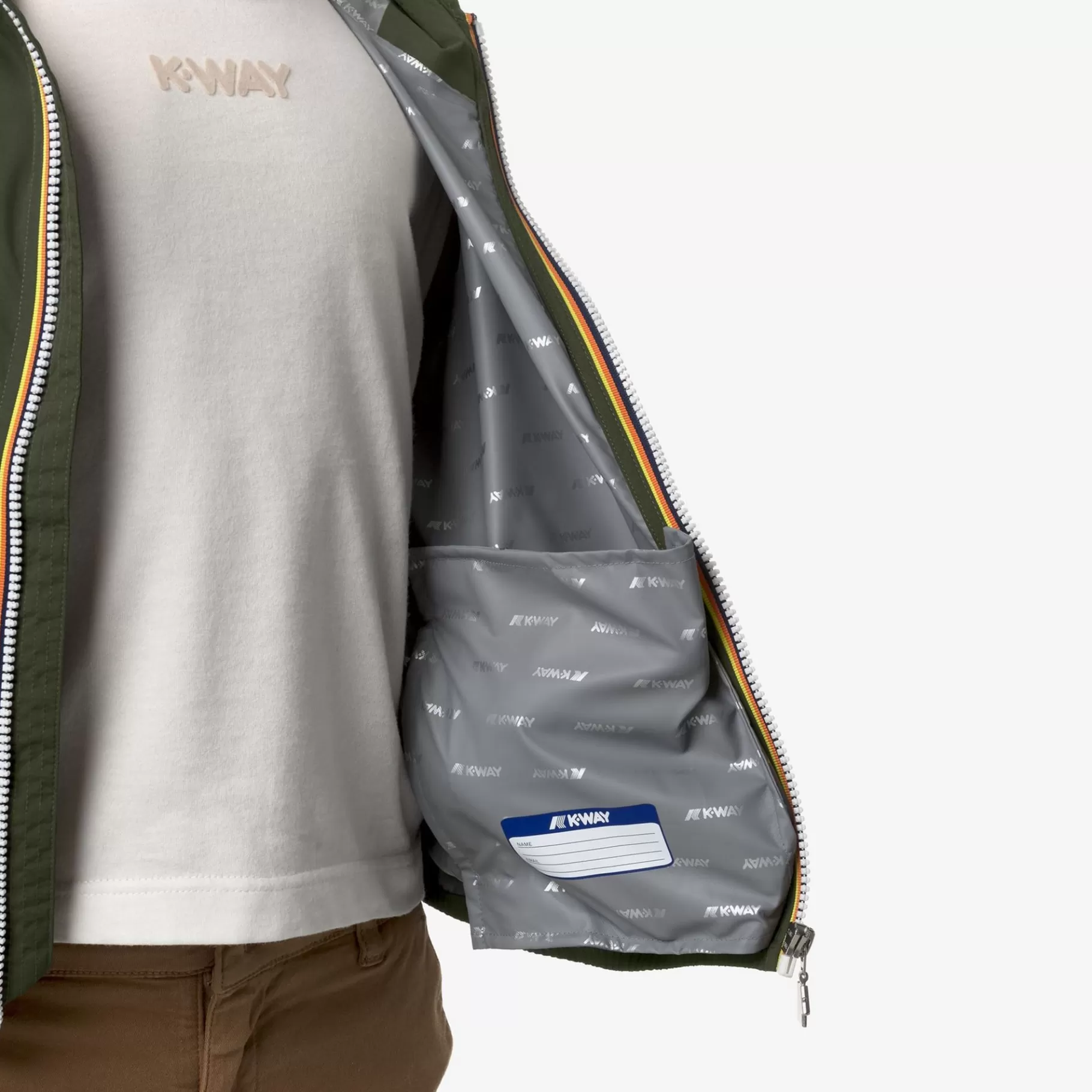 Short Jackets*K-WAY P. Jack Stretch Dot - Jackets - Short - Boy - Green Blackish