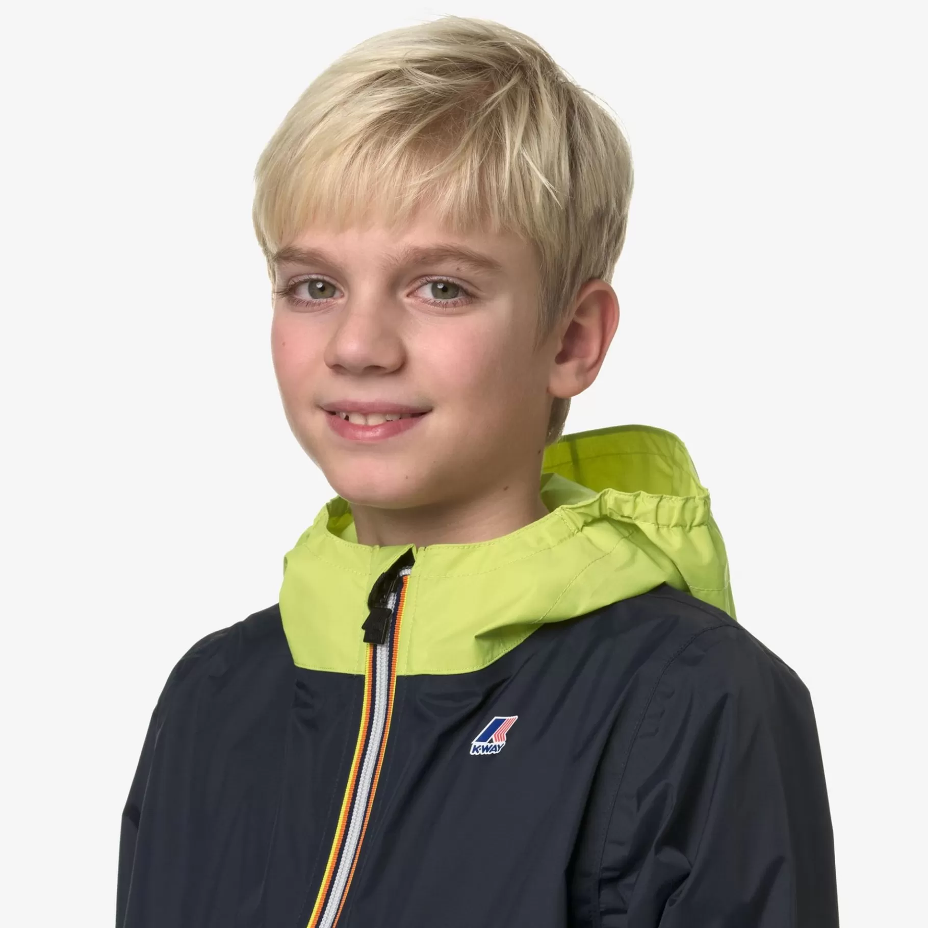 Coats And Long Jackets*K-WAY P. Le Vrai 3.0 Claude - Jackets - Mid - Kid Unisex - Blue Depth-Green Celery