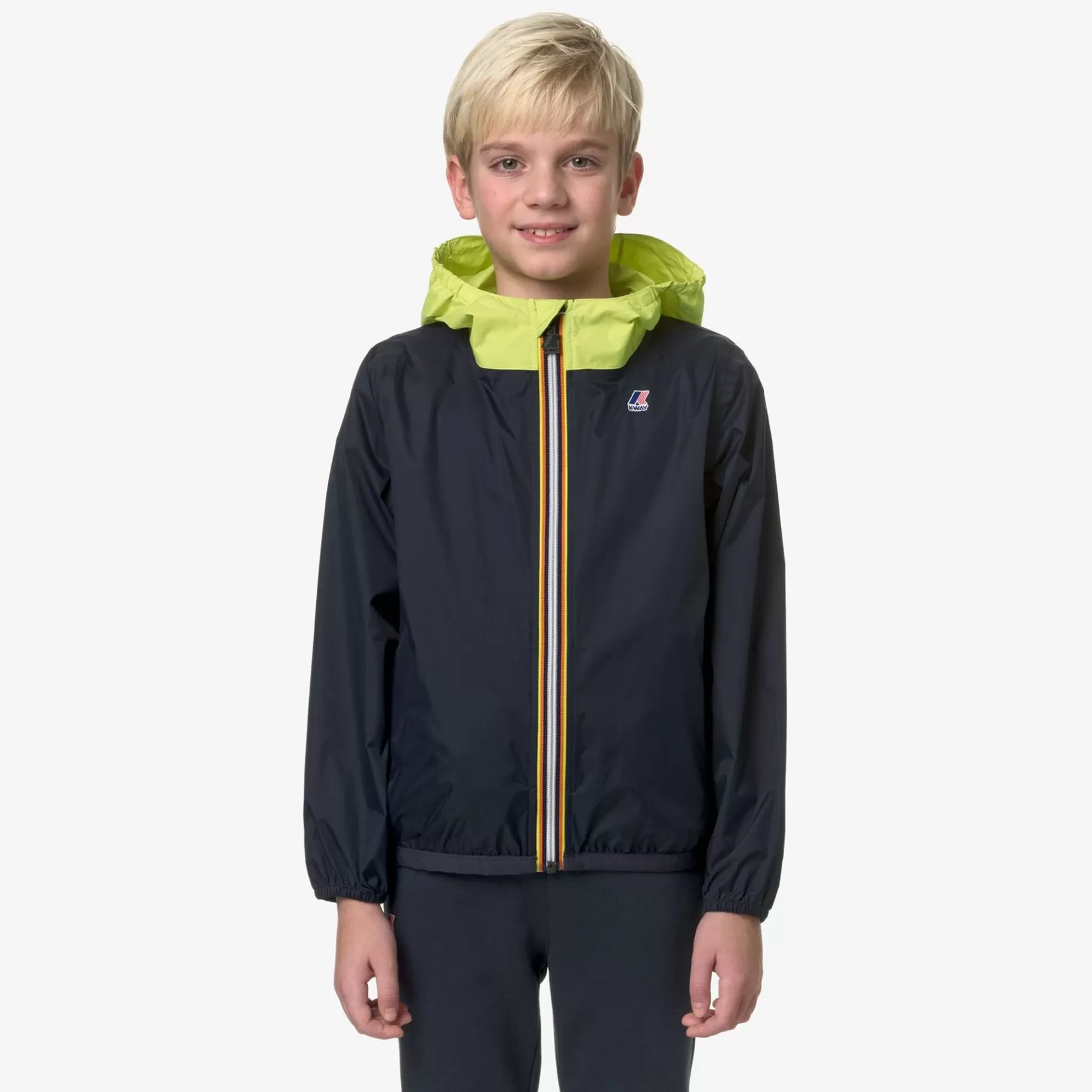 Coats And Long Jackets*K-WAY P. Le Vrai 3.0 Claude - Jackets - Mid - Kid Unisex - Blue Depth-Green Celery