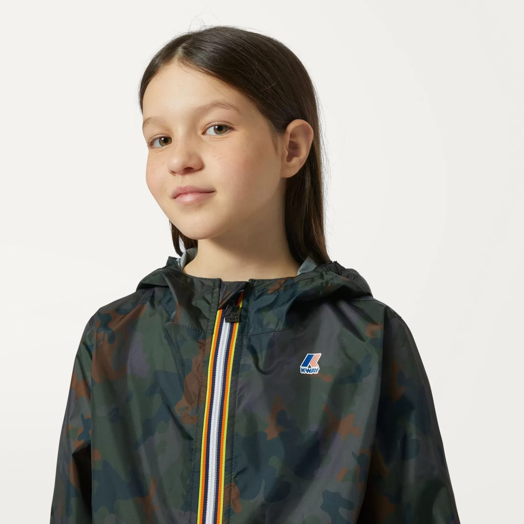 Coats And Long Jackets*K-WAY P. Le Vrai 3.0 Claude Graphic - Jackets - Mid - Kid Unisex - Camo Green Blk