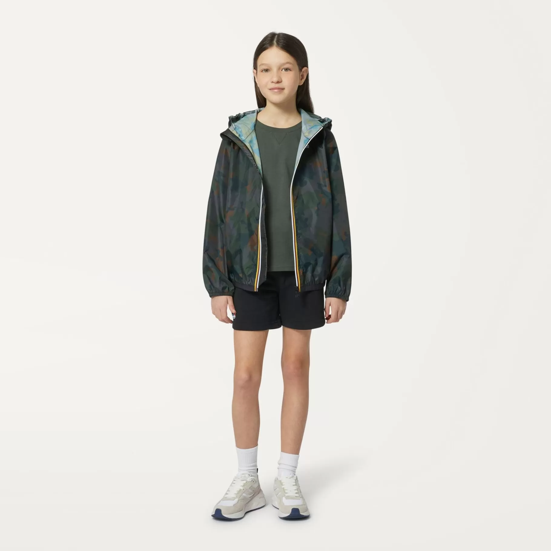 Coats And Long Jackets*K-WAY P. Le Vrai 3.0 Claude Graphic - Jackets - Mid - Kid Unisex - Camo Green Blk