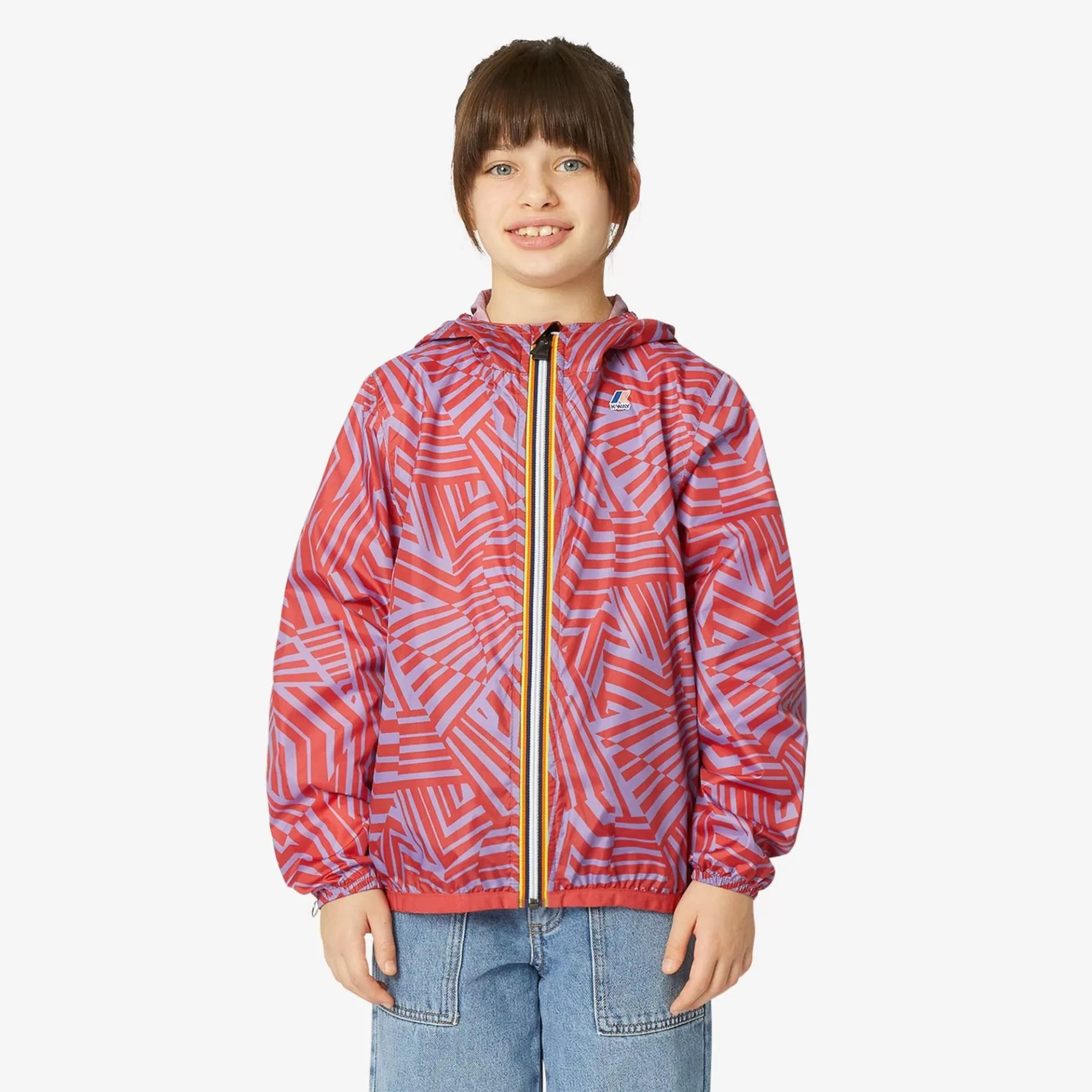 Coats And Long Jackets*K-WAY P. Le Vrai 3.0 Claude Graphic - Jackets - Mid - Kid Unisex - Optical Violet Red