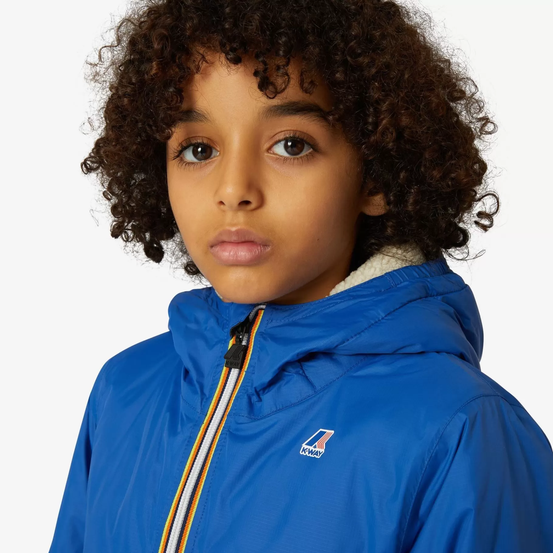 Coats And Long Jackets*K-WAY P. Le Vrai 3.0 Claude Orsetto - Jackets - Mid - Kid Unisex - Ecru-Blue Royal Marine