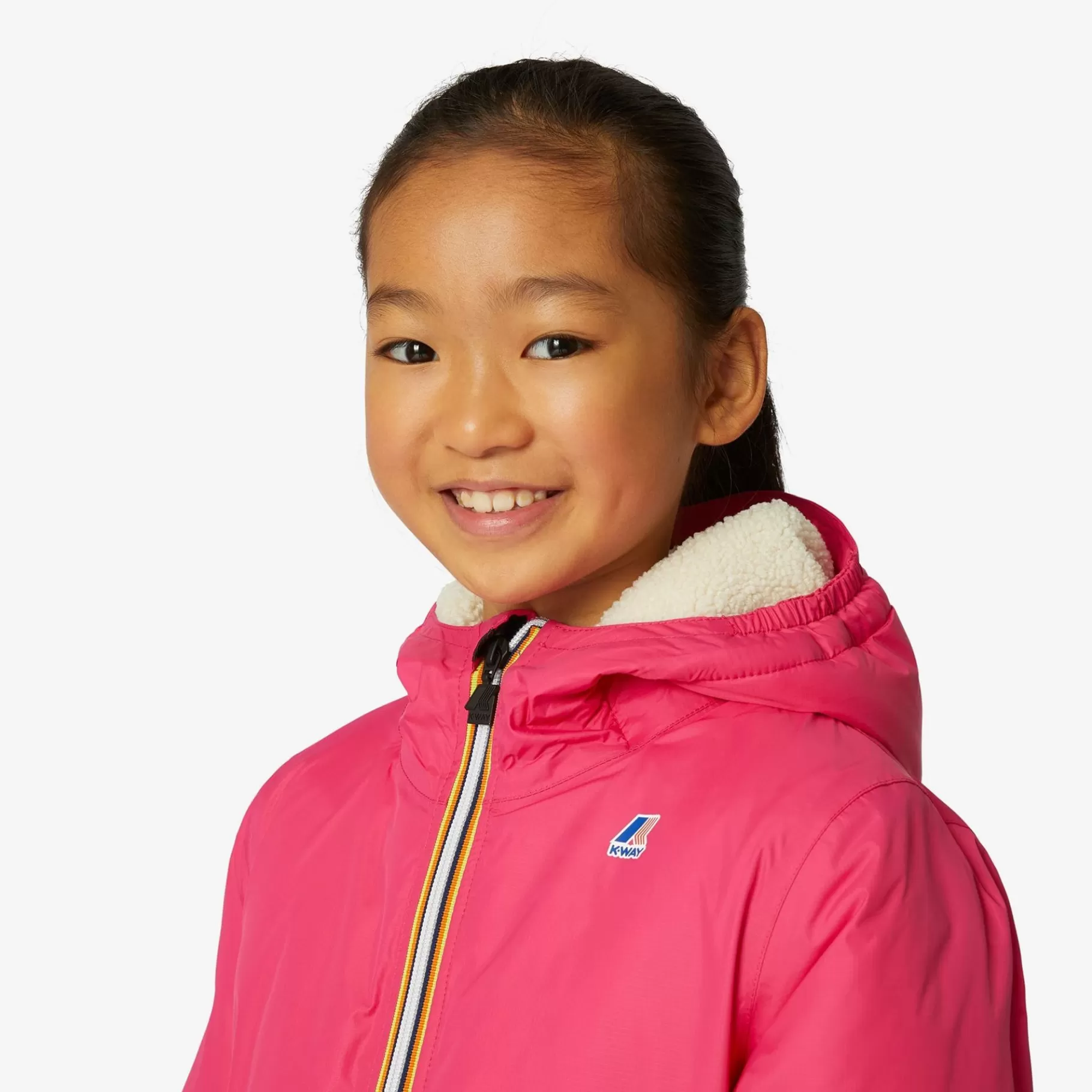 Coats And Long Jackets*K-WAY P. Le Vrai 3.0 Claude Orsetto - Jackets - Mid - Kid Unisex - Ecru-Fuchsia Magenta