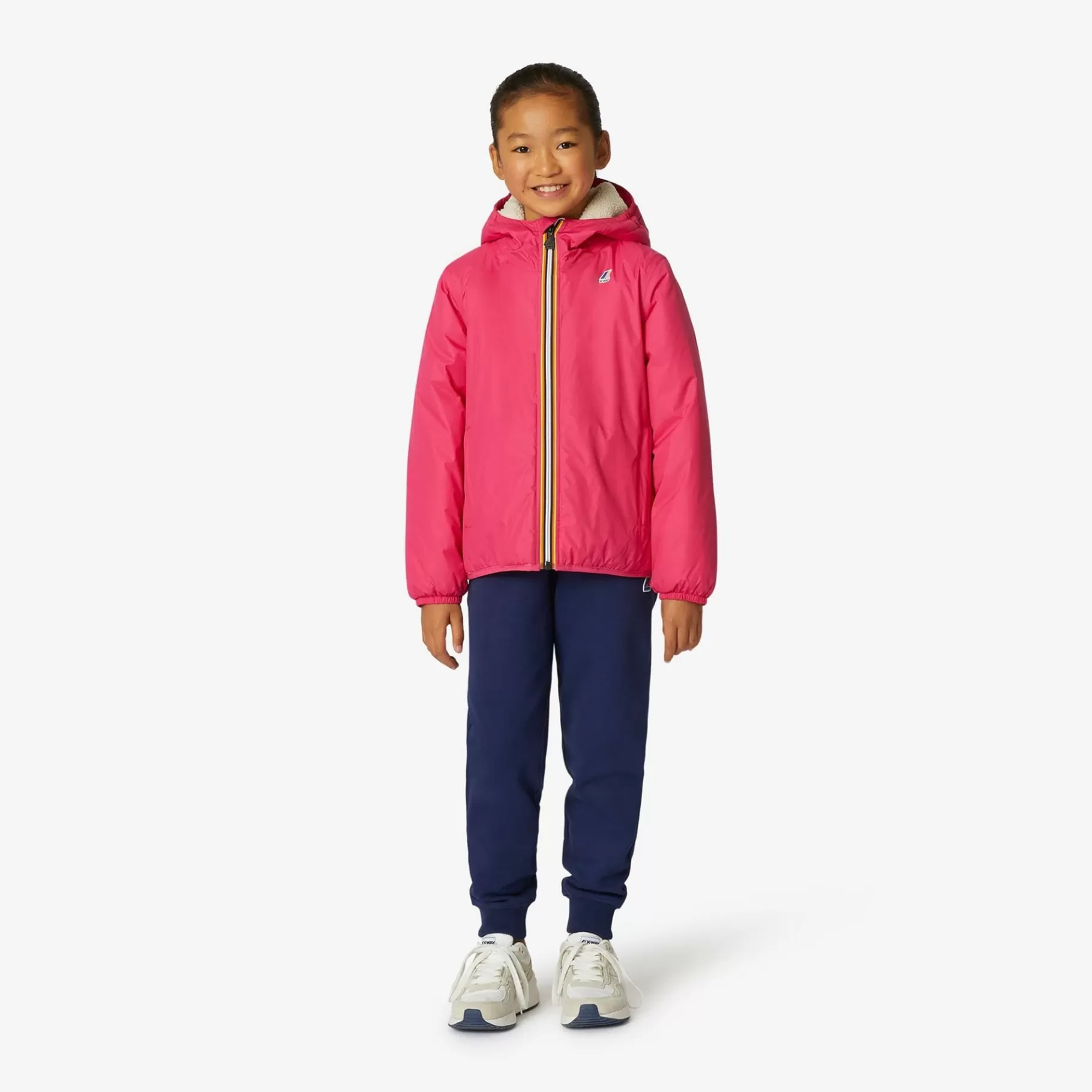 Le Vrai Classic*K-WAY P. Le Vrai 3.0 Claude Orsetto - Jackets - Mid - Kid Unisex - Ecru-Fuchsia Magenta