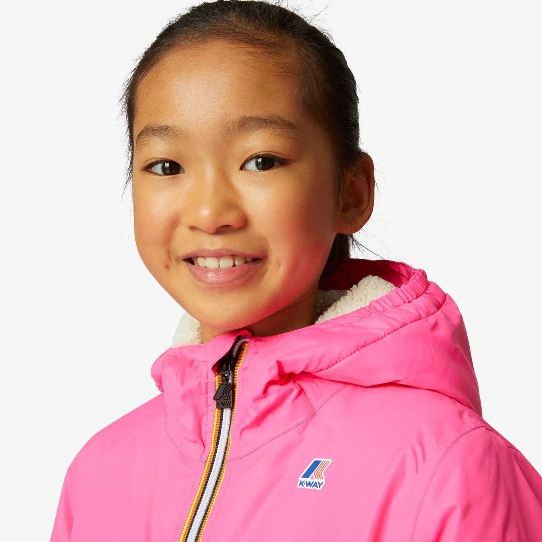Coats And Long Jackets*K-WAY P. Le Vrai 3.0 Claude Orsetto - Jackets - Mid - Kid Unisex - Ecru-Pink Intense