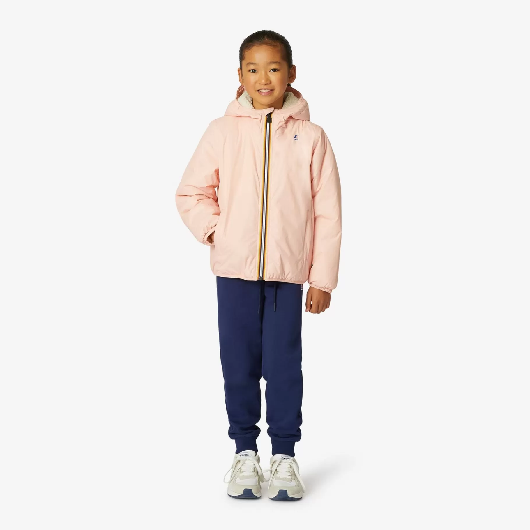 Coats And Long Jackets*K-WAY P. Le Vrai 3.0 Claude Orsetto - Jackets - Mid - Kid Unisex - Ecru-Pink Intense