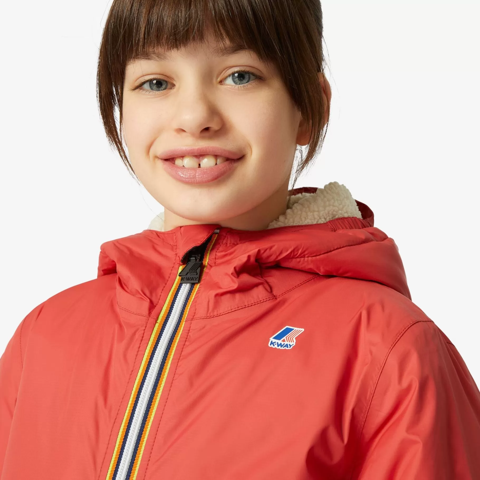 Coats And Long Jackets*K-WAY P. Le Vrai 3.0 Claude Orsetto - Jackets - Mid - Kid Unisex - Ecru-Red Jasper