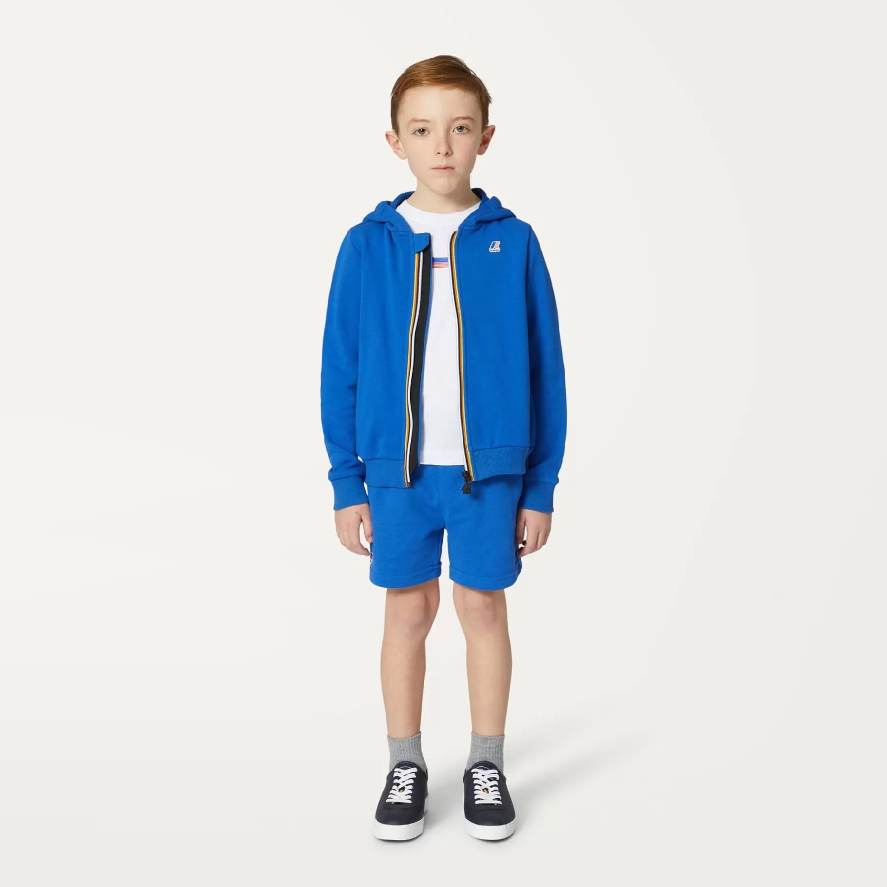 Hoodies And Sweaters*K-WAY P. Le Vrai Arnel Poly Cotton - Fleece - Jacket - Kid Unisex - Blue Royal Marine