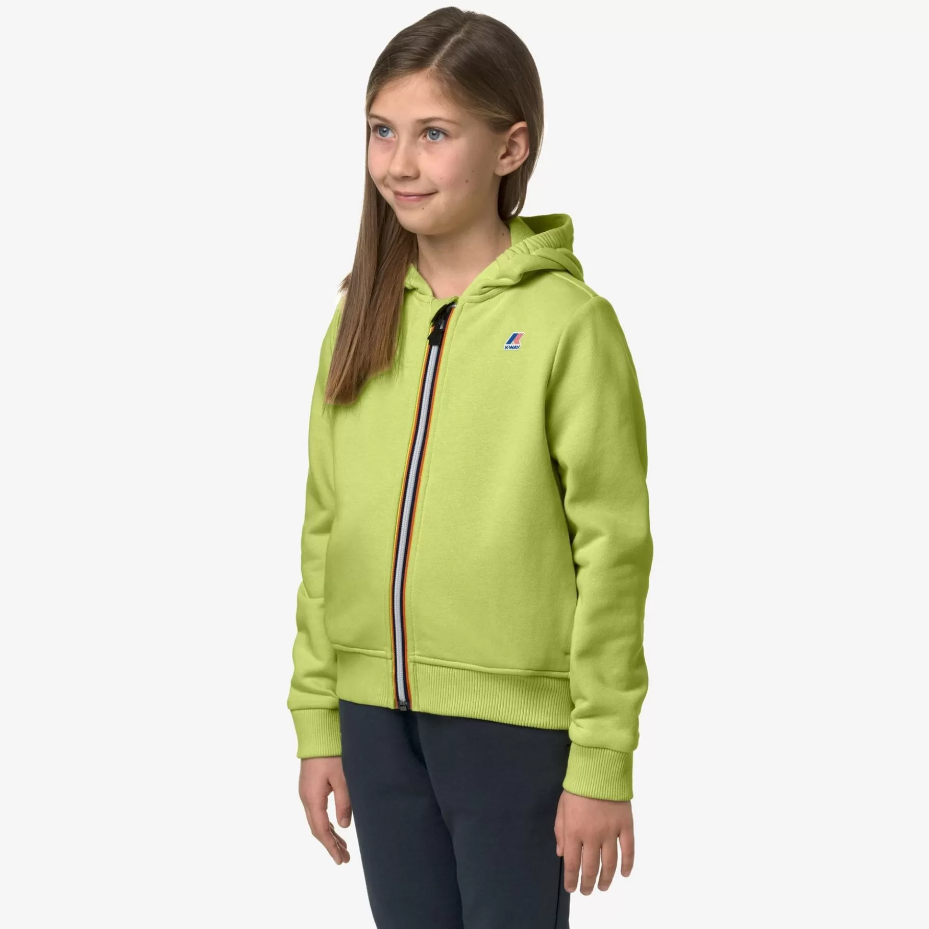 Hoodies And Sweaters*K-WAY P. Le Vrai Arnel Poly Cotton - Fleece - Jacket - Kid Unisex - Green Celery
