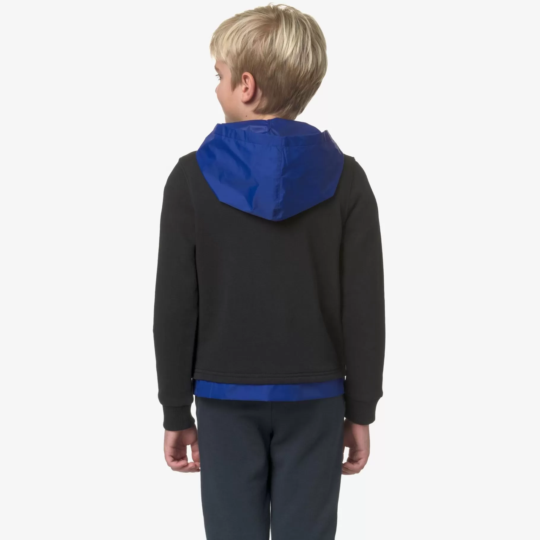 Hoodies And Sweaters*K-WAY P. Le Vrai Donat Nylon Pc - Fleece - Jumper - Boy - Black Pure-Blue Royal Marine