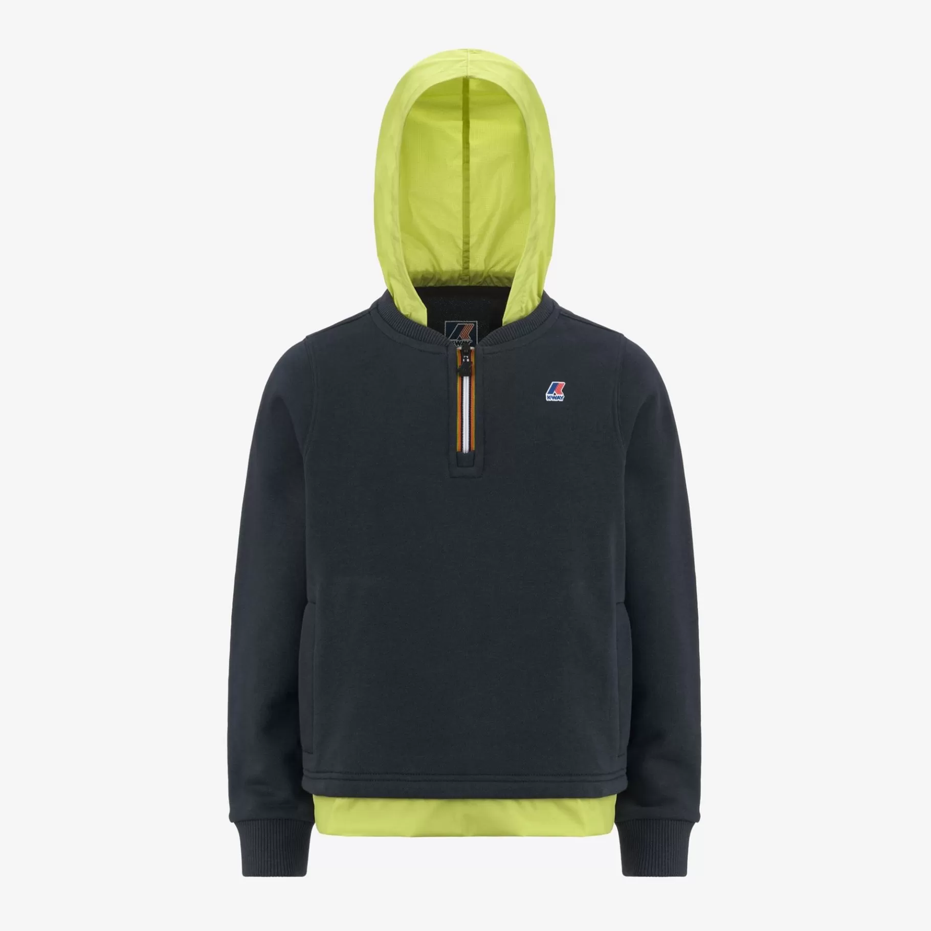Hoodies And Sweaters*K-WAY P. Le Vrai Donat Nylon Pc - Fleece - Jumper - Boy - Blue Depth-Green Celery