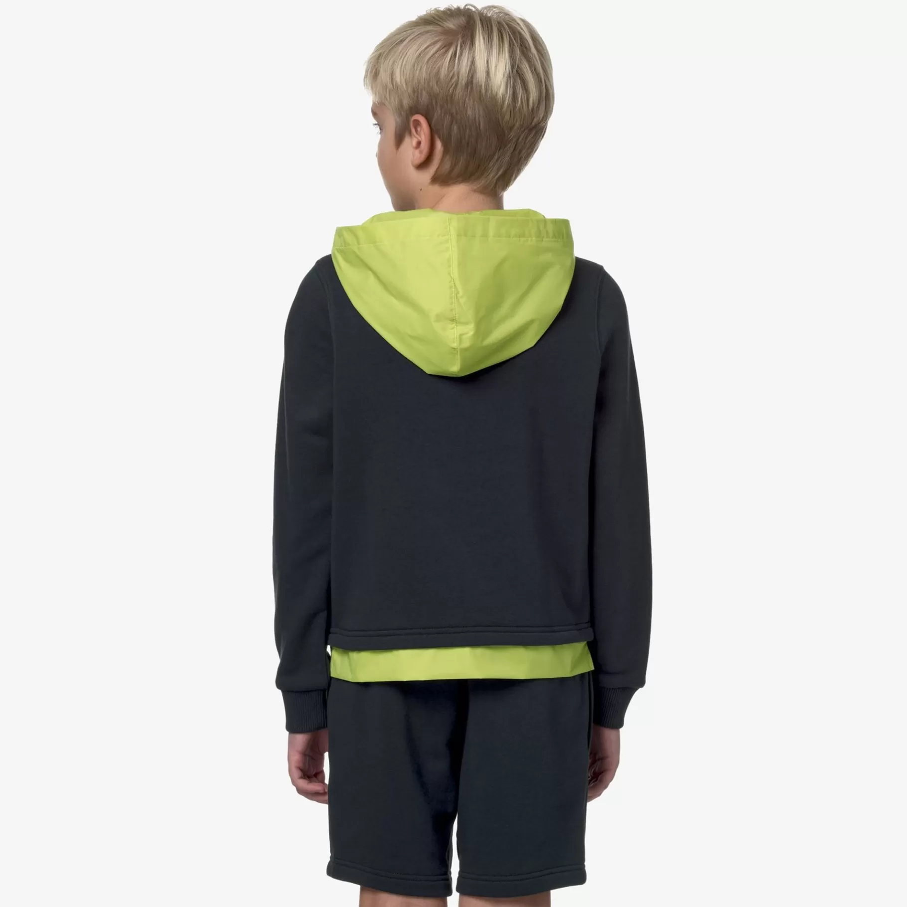 Hoodies And Sweaters*K-WAY P. Le Vrai Donat Nylon Pc - Fleece - Jumper - Boy - Blue Depth-Green Celery