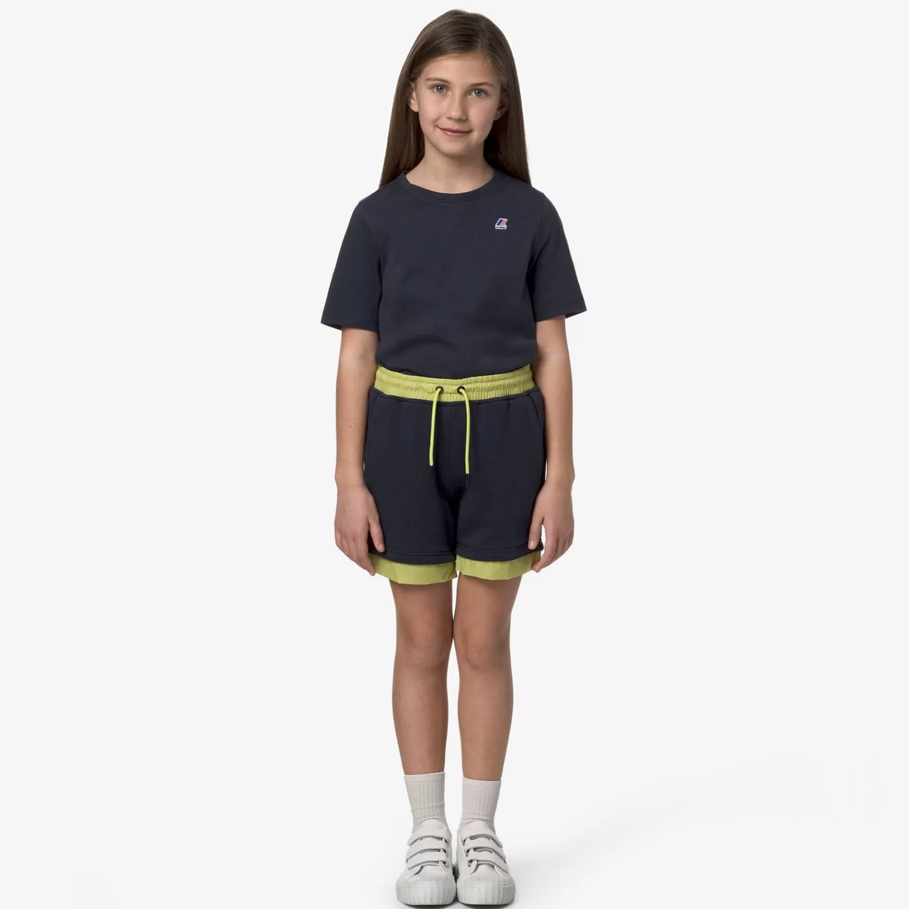 Shorts*K-WAY P. Le Vrai Nest Nylon Pc - Shorts - Sportshorts - Kid Unisex - Blue Depth-Green Celery