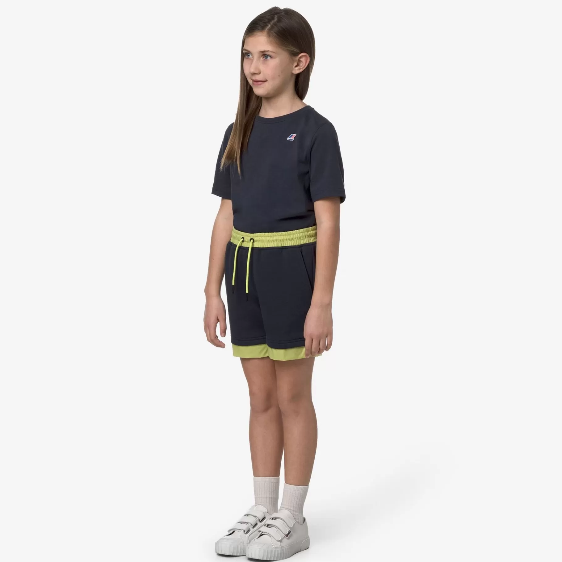 Shorts*K-WAY P. Le Vrai Nest Nylon Pc - Shorts - Sportshorts - Kid Unisex - Blue Depth-Green Celery