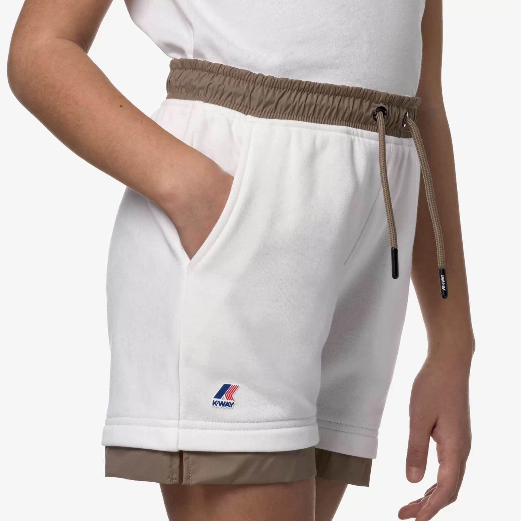 Shorts*K-WAY P. Le Vrai Nest Nylon Pc - Shorts - Sportshorts - Kid Unisex - White-Beige Taupe